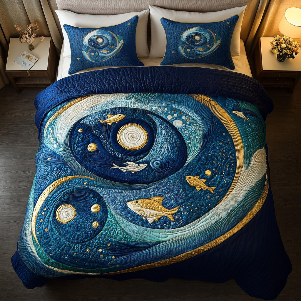 Aqua Whirl Quilted Bedding Set Ocean Themed Gift Ideas Aqua Whirl Quilted Bedding Set Ocean Themed Gift Ideas