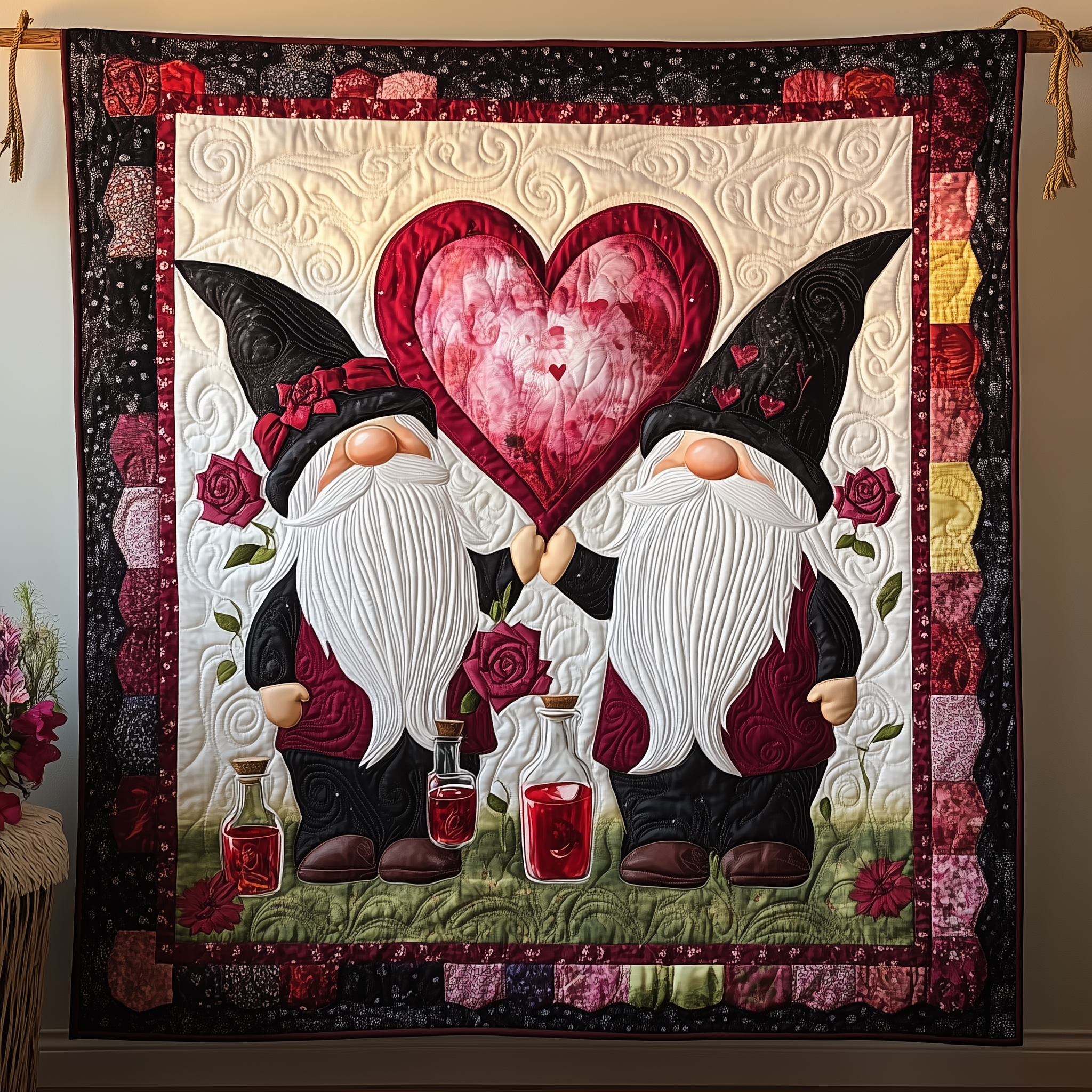 Arcane Romance Gnomes Quilted Blanket Best Throw Blanket Unique Valentine'S Day Ideas Arcane Romance Gnomes Quilted Blanket Best Throw Blanket Unique Valentine'S Day Ideas