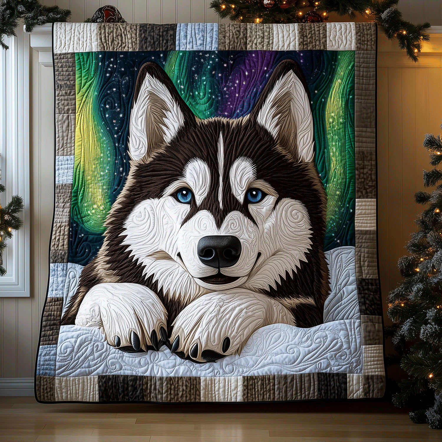 Arctic Husky Dream Quilted Blanket Husky Dog Lover Gifts Arctic Husky Dream Quilted Blanket Husky Dog Lover Gifts