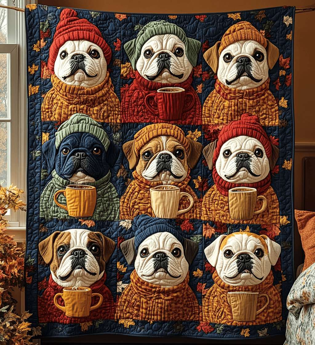 Autumn Bulldog Quilted Blanket Feel Like Royalty with a Blanket Fit for Kings Autumn Bulldog Quilted Blanket Feel Like Royalty with a Blanket Fit for Kings