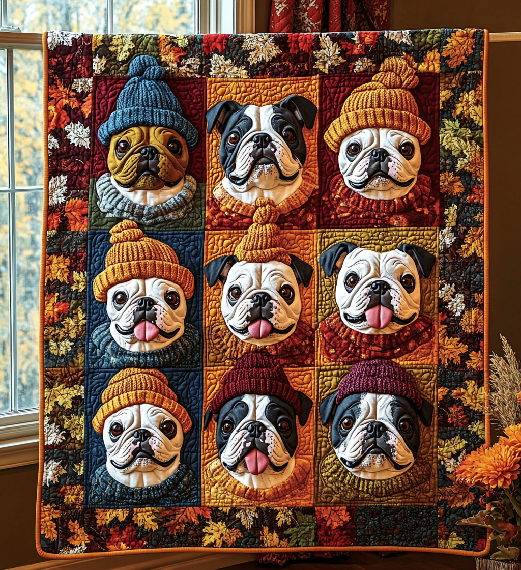 Autumn Bulldog Quilted Blanket Feel the Luxury of a Blanket That Stands Out Autumn Bulldog Quilted Blanket Feel the Luxury of a Blanket That Stands Out