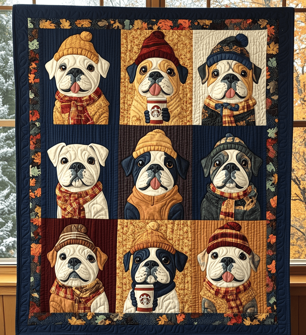 Autumn Bulldog Quilted Blanket Feel the Power of Personalized Comfort with Our Blanket Autumn Bulldog Quilted Blanket Feel the Power of Personalized Comfort with Our Blanket