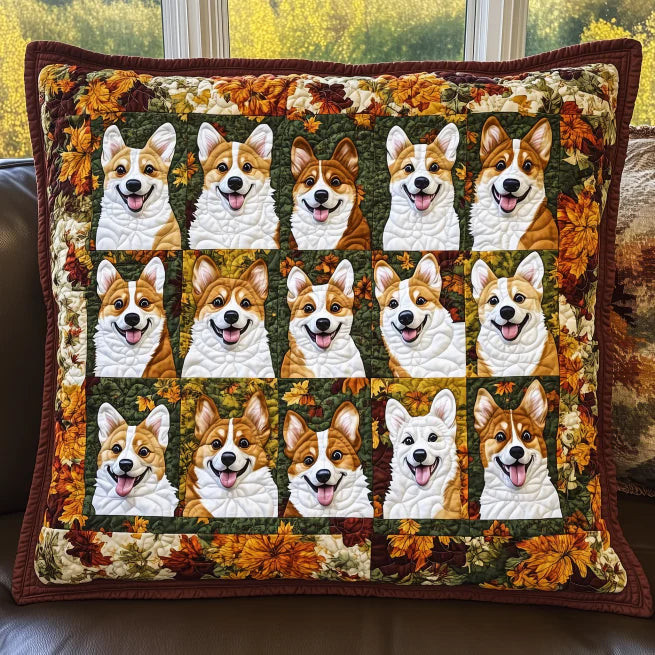Autumn Corgi Quilted Pillow Case Dream Big Sleep Better Autumn Corgi Quilted Pillow Case Dream Big Sleep Better