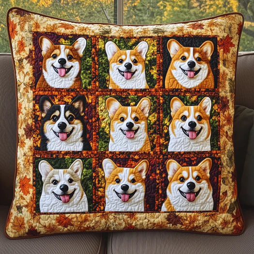 Autumn Corgi Quilted Pillow Case Feel Relaxed Recharged and Refreshed Autumn Corgi Quilted Pillow Case Feel Relaxed Recharged and Refreshed