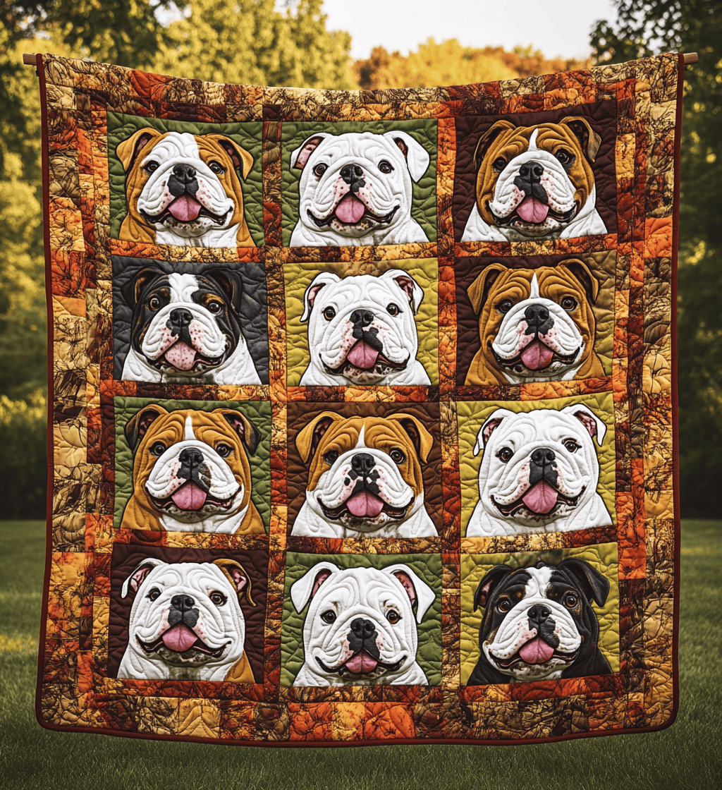 Autumn Cute Bulldog Quilted Blanket Feel the Heart of Home with a Blanket That Embraces All Autumn Cute Bulldog Quilted Blanket Feel the Heart of Home with a Blanket That Embraces All