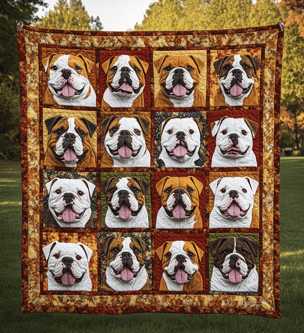 Autumn Cute Bulldog Quilted Blanket Feel the Versatility of a Blanket That Adapts to You Autumn Cute Bulldog Quilted Blanket Feel the Versatility of a Blanket That Adapts to You
