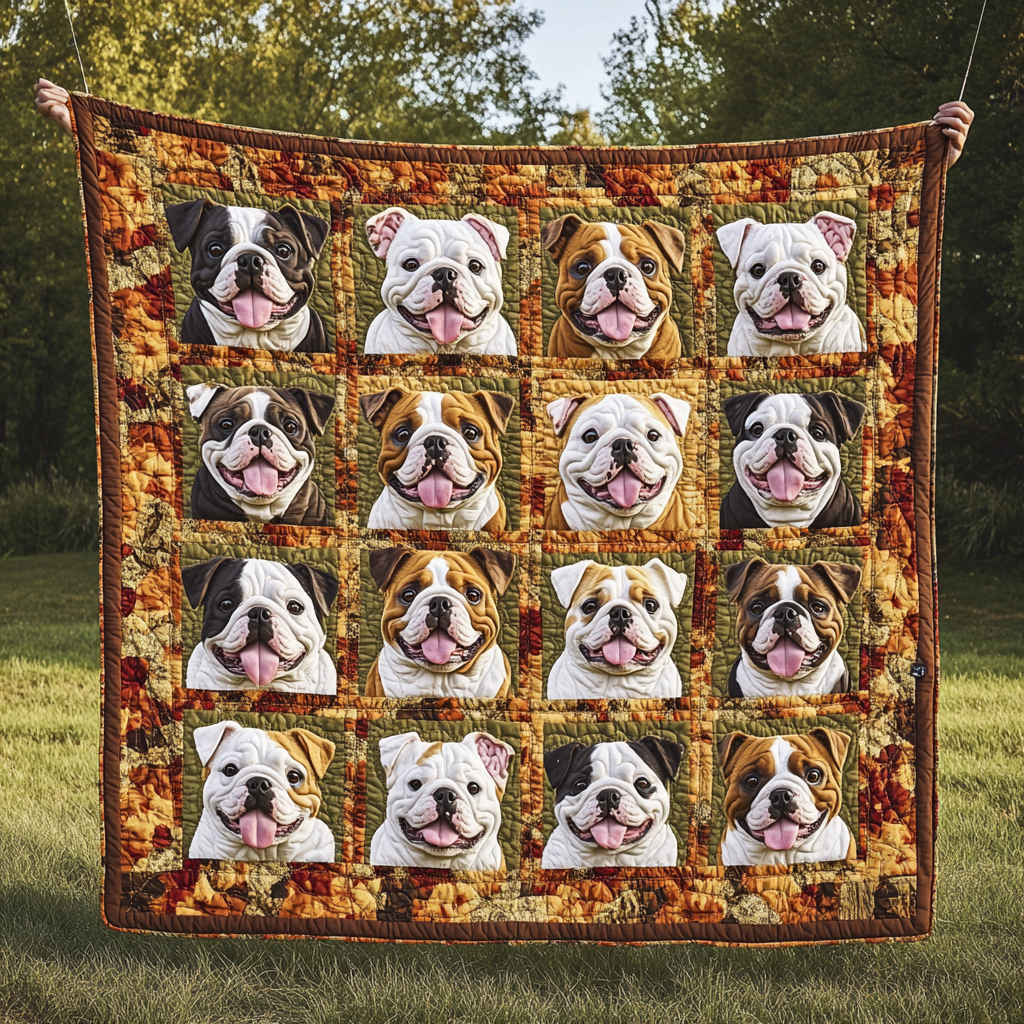 Autumn Cute Bulldog Quilted Blanket Perfect for All Seasons: A Blanket You'll Always Need Autumn Cute Bulldog Quilted Blanket Perfect for All Seasons: A Blanket You'll Always Need