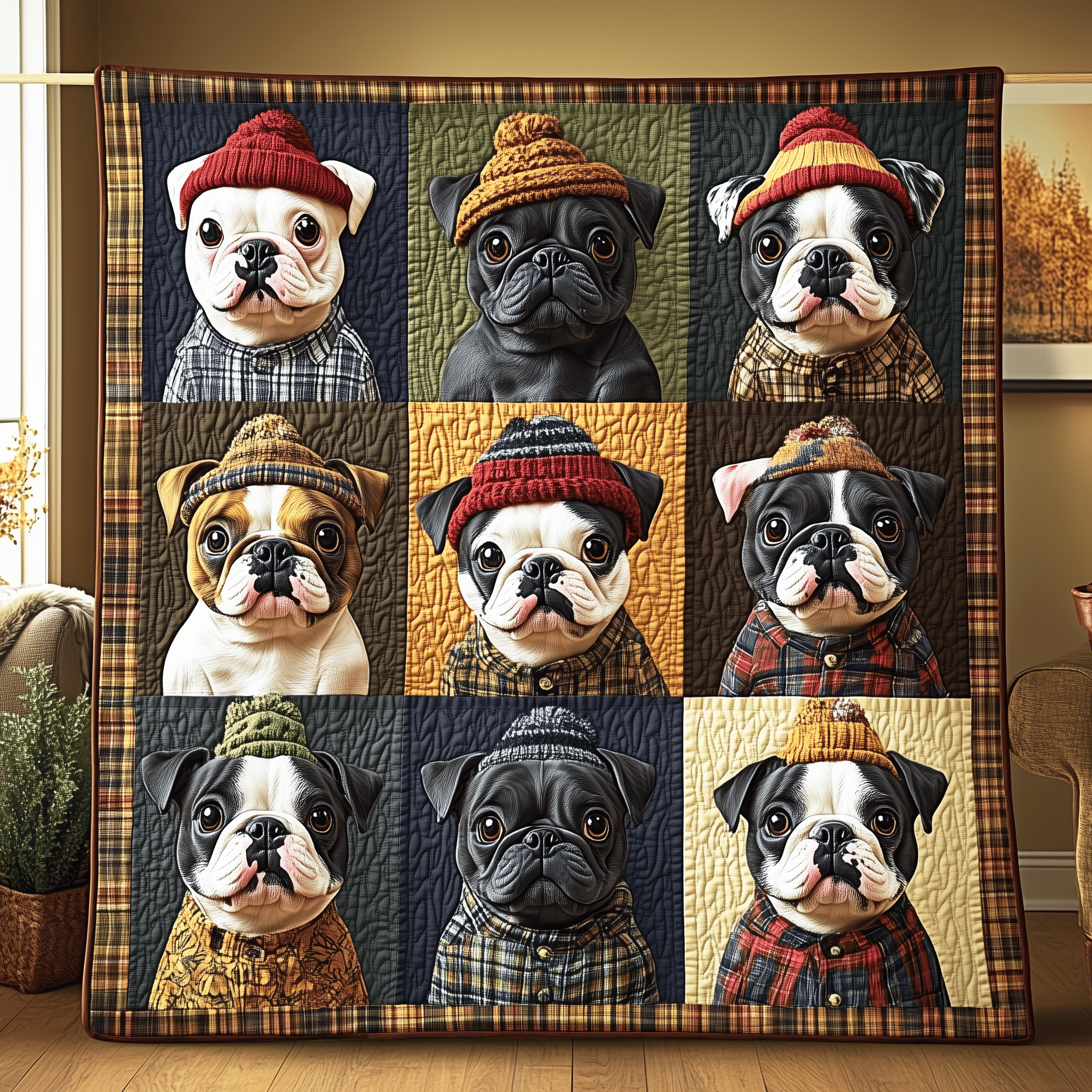 Autumn French Bulldog Quilted Blanket Bring the Family Together with a Blanket Everyone Loves Autumn French Bulldog Quilted Blanket Bring the Family Together with a Blanket Everyone Loves