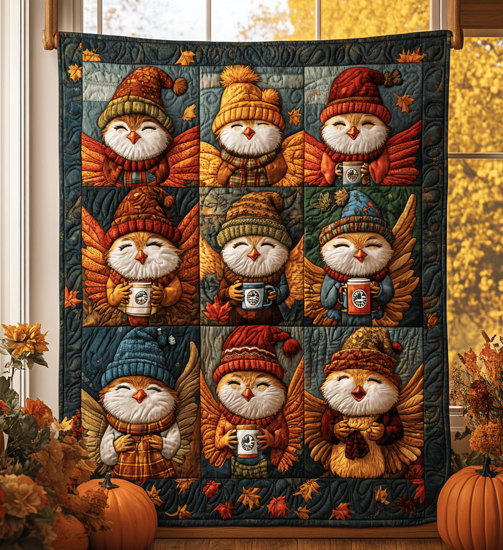 Autumn Happy Turkey Quilted Blanket A Blanket for Every Season and Every Mood Autumn Happy Turkey Quilted Blanket A Blanket for Every Season and Every Mood