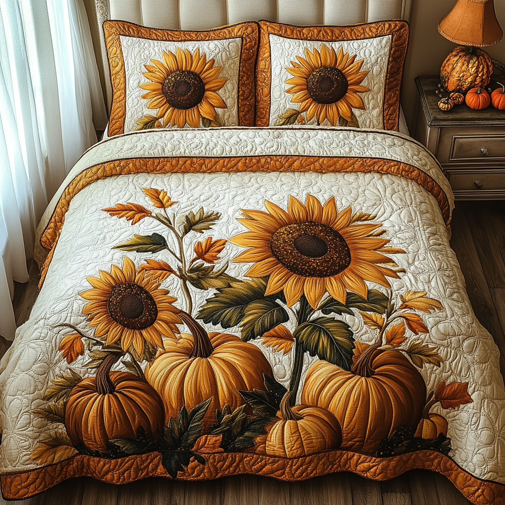 Autumn Harvest Quilted Bedding Set Gifts For Flower Enthusiasts Autumn Harvest Quilted Bedding Set Gifts For Flower Enthusiasts