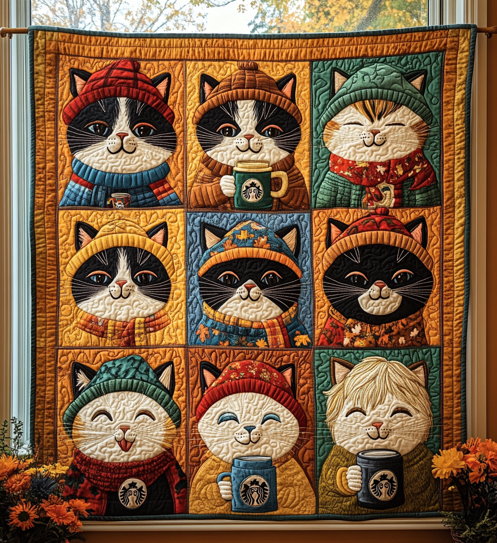 Autumn Royal Cats Quilted Blanket Perfect for All Seasons: A Blanket You'll Always Need Autumn Royal Cats Quilted Blanket Perfect for All Seasons: A Blanket You'll Always Need