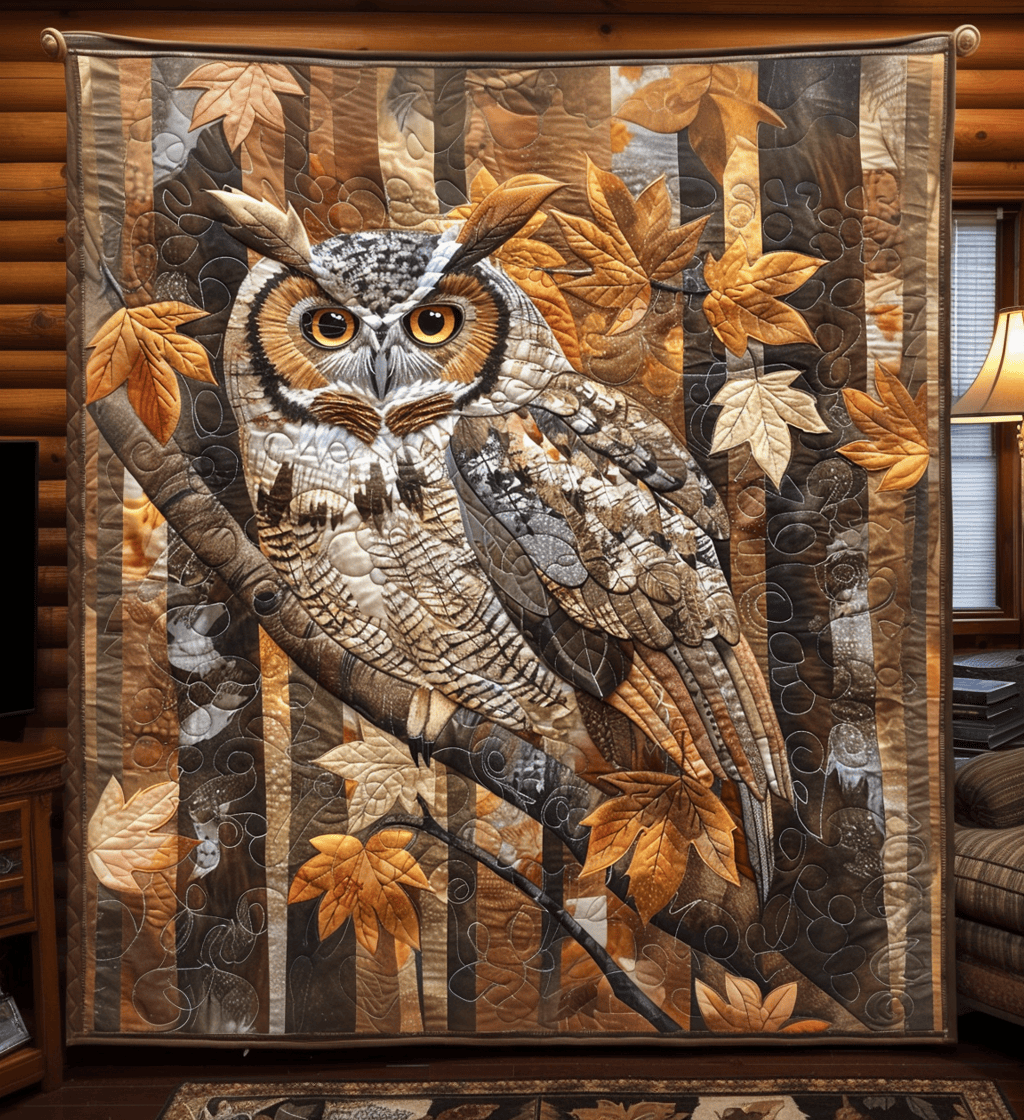 Autumn Sentinel Quilted Blanket Owl Gifts For Adults Autumn Sentinel Quilted Blanket Owl Gifts For Adults