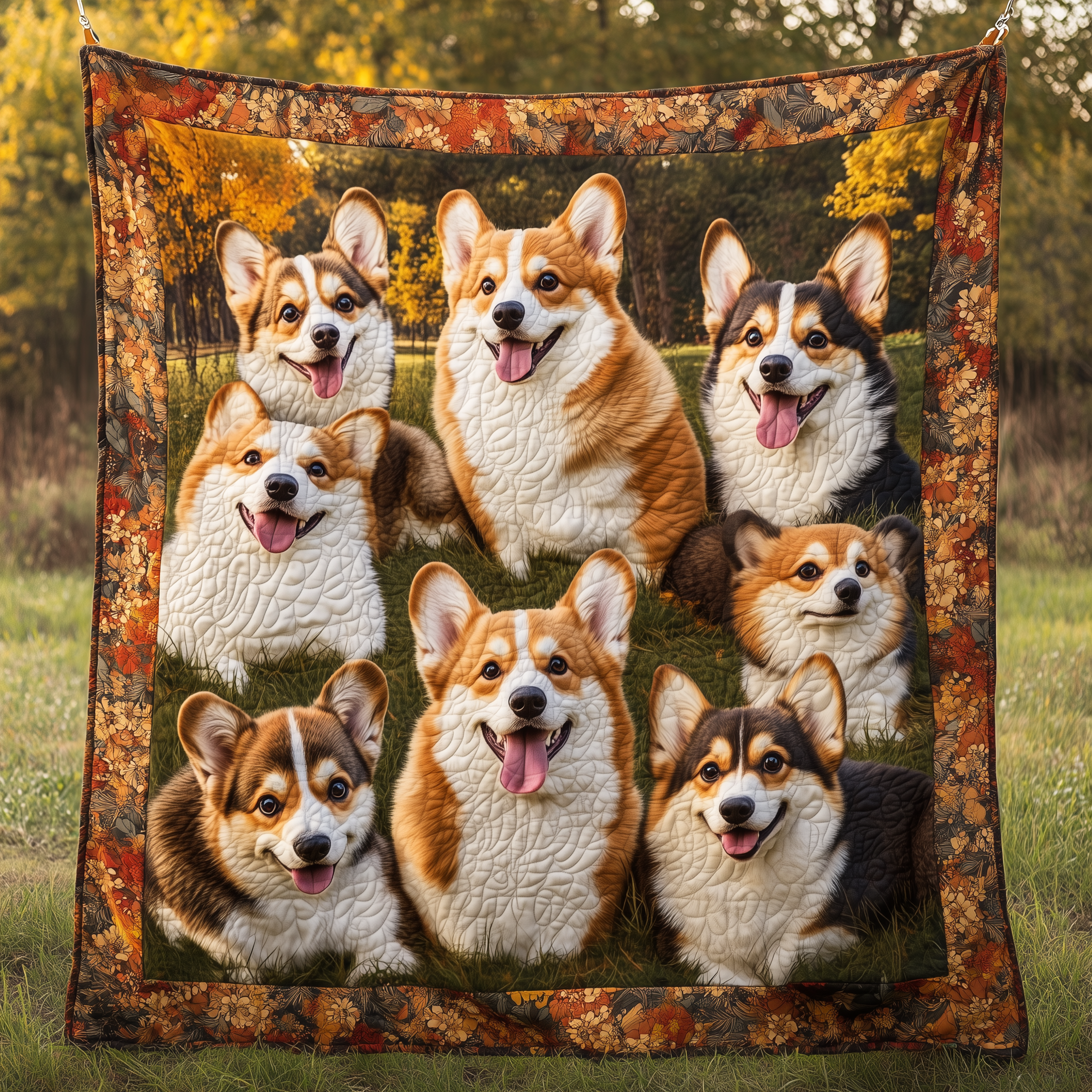 Autumn Vibe Corgi Quilted Blanket A Blanket That Makes Family Nights Extra Special Autumn Vibe Corgi Quilted Blanket A Blanket That Makes Family Nights Extra Special
