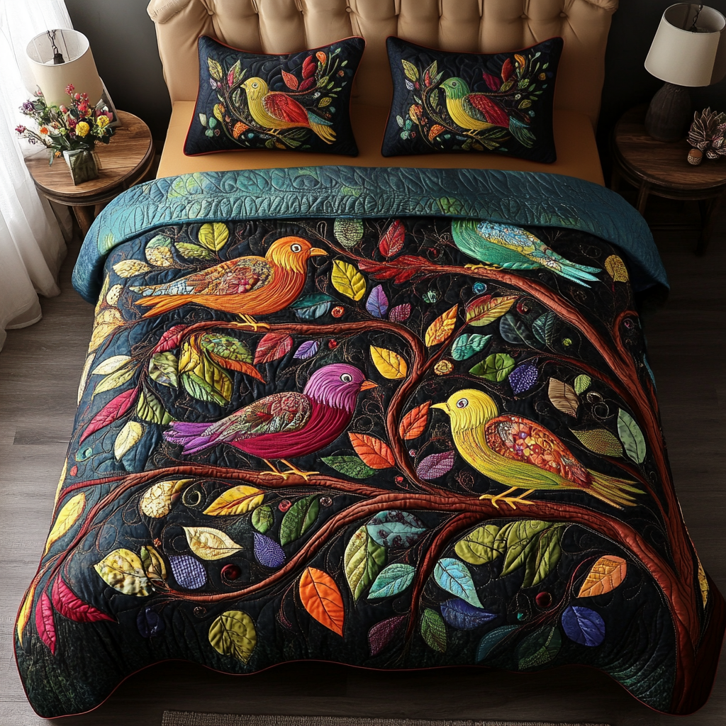 Aviary Dream Quilted Bedding Set Presents For Bird Lovers Aviary Dream Quilted Bedding Set Presents For Bird Lovers