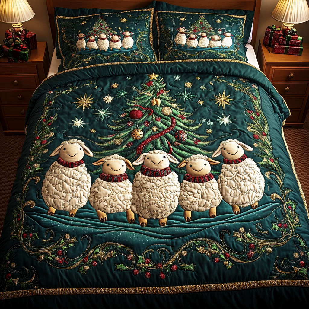 Baah Humbug Quilted Bedding Set Sheep Themed Presents Baah Humbug Quilted Bedding Set Sheep Themed Presents