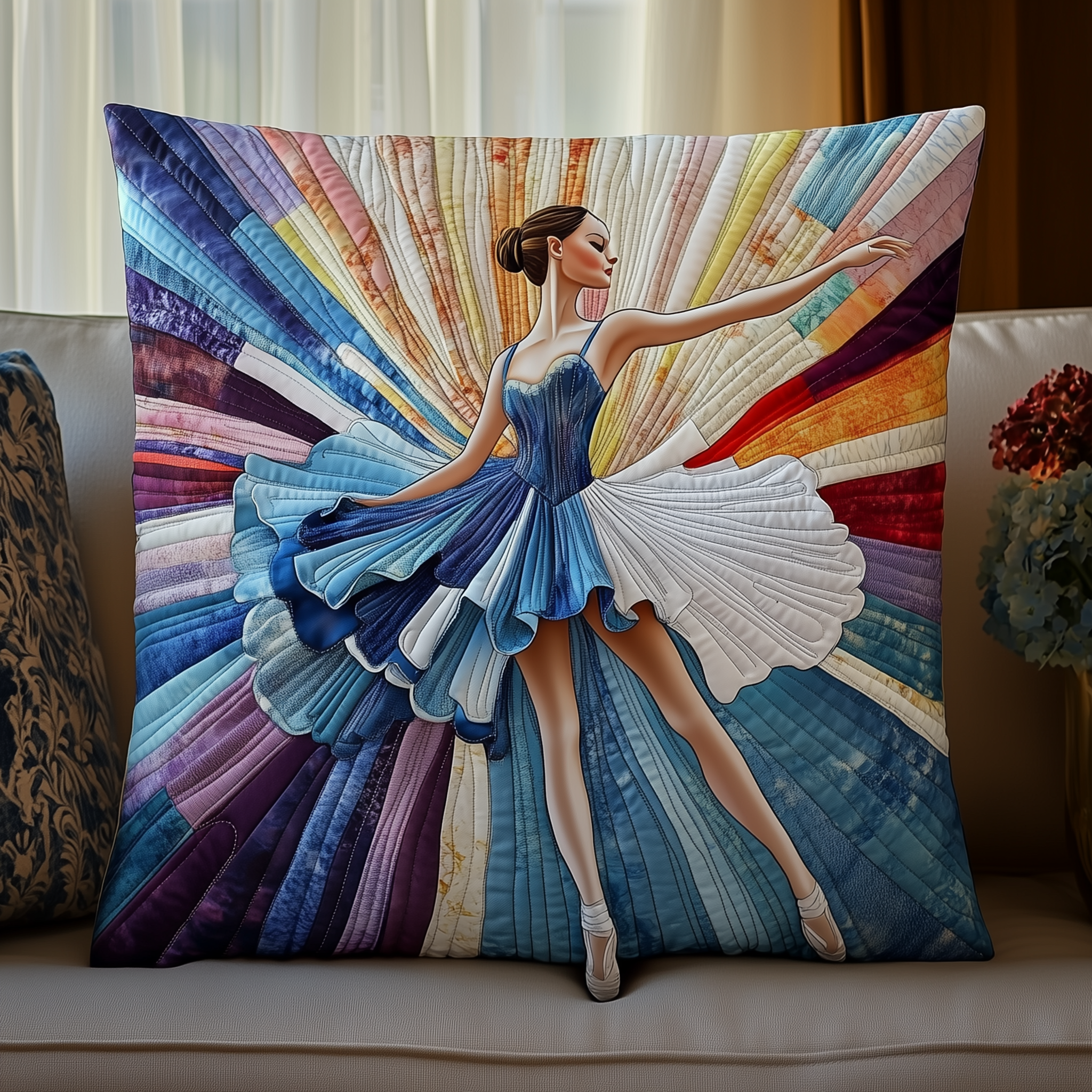 Ballerina Girl Quilted Pillow Case Feel the Energy of a Restful Night Ballerina Girl Quilted Pillow Case Feel the Energy of a Restful Night
