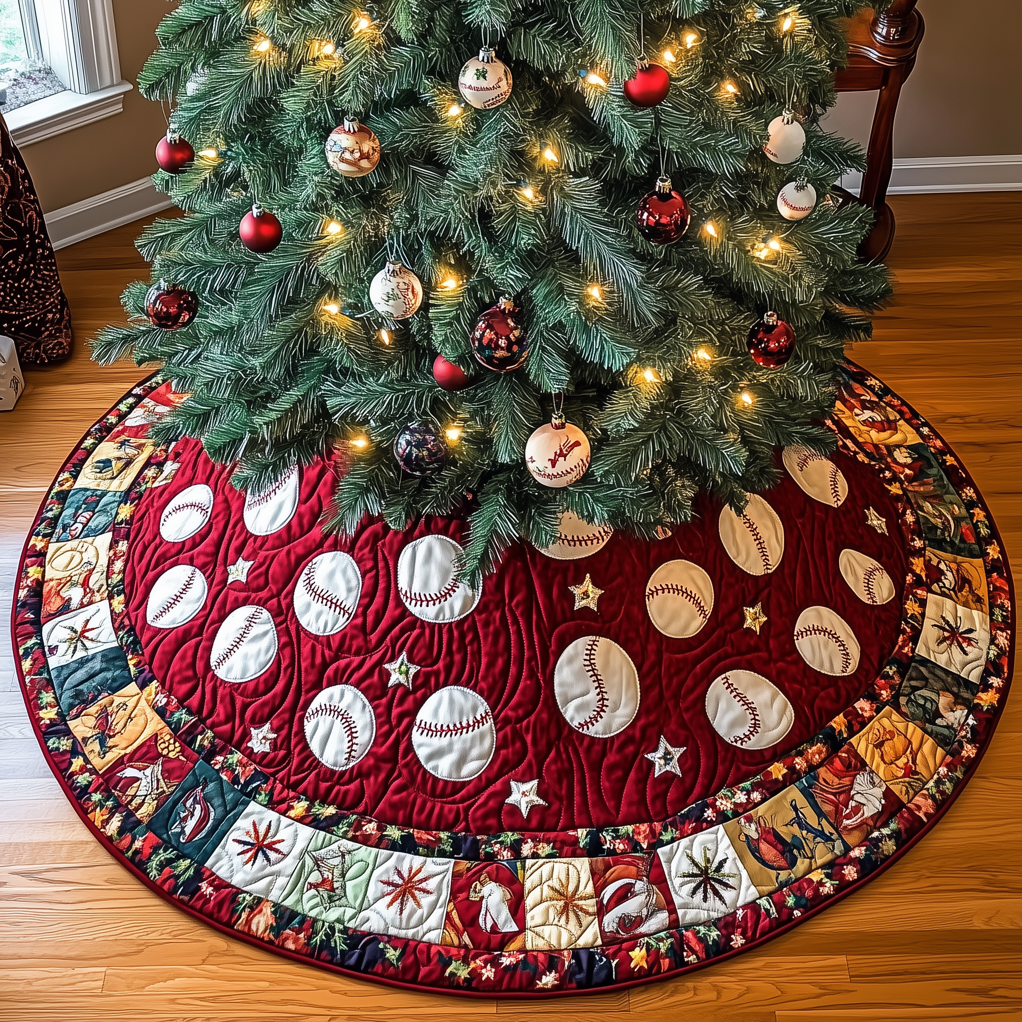 Baseball Ornament Quilted Tree Skirt A Tree Skirt That Lets You Relax This Holiday Season Baseball Ornament Quilted Tree Skirt A Tree Skirt That Lets You Relax This Holiday Season