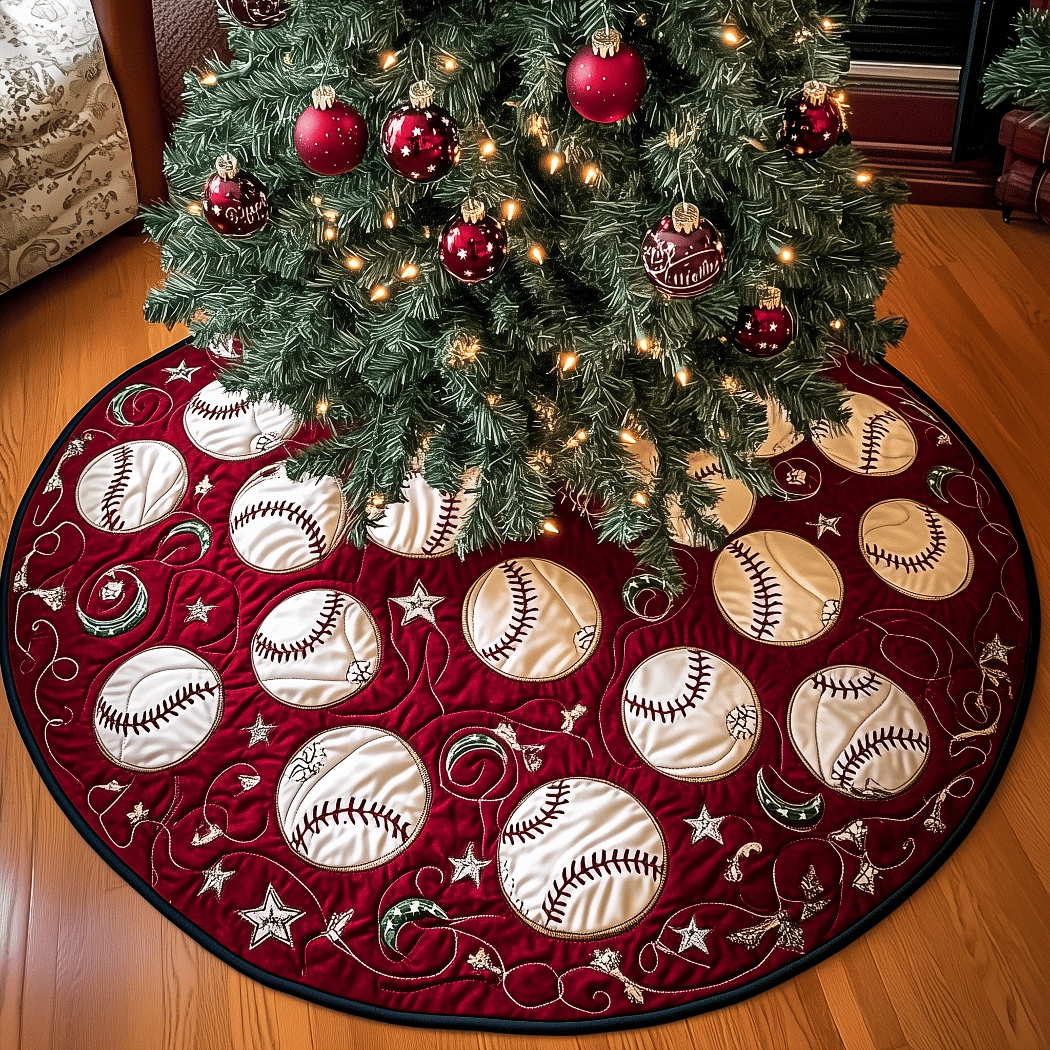 Baseball Ornament Quilted Tree Skirt Feel Happy and Carefree with the Perfect Tree Skirt Baseball Ornament Quilted Tree Skirt Feel Happy and Carefree with the Perfect Tree Skirt