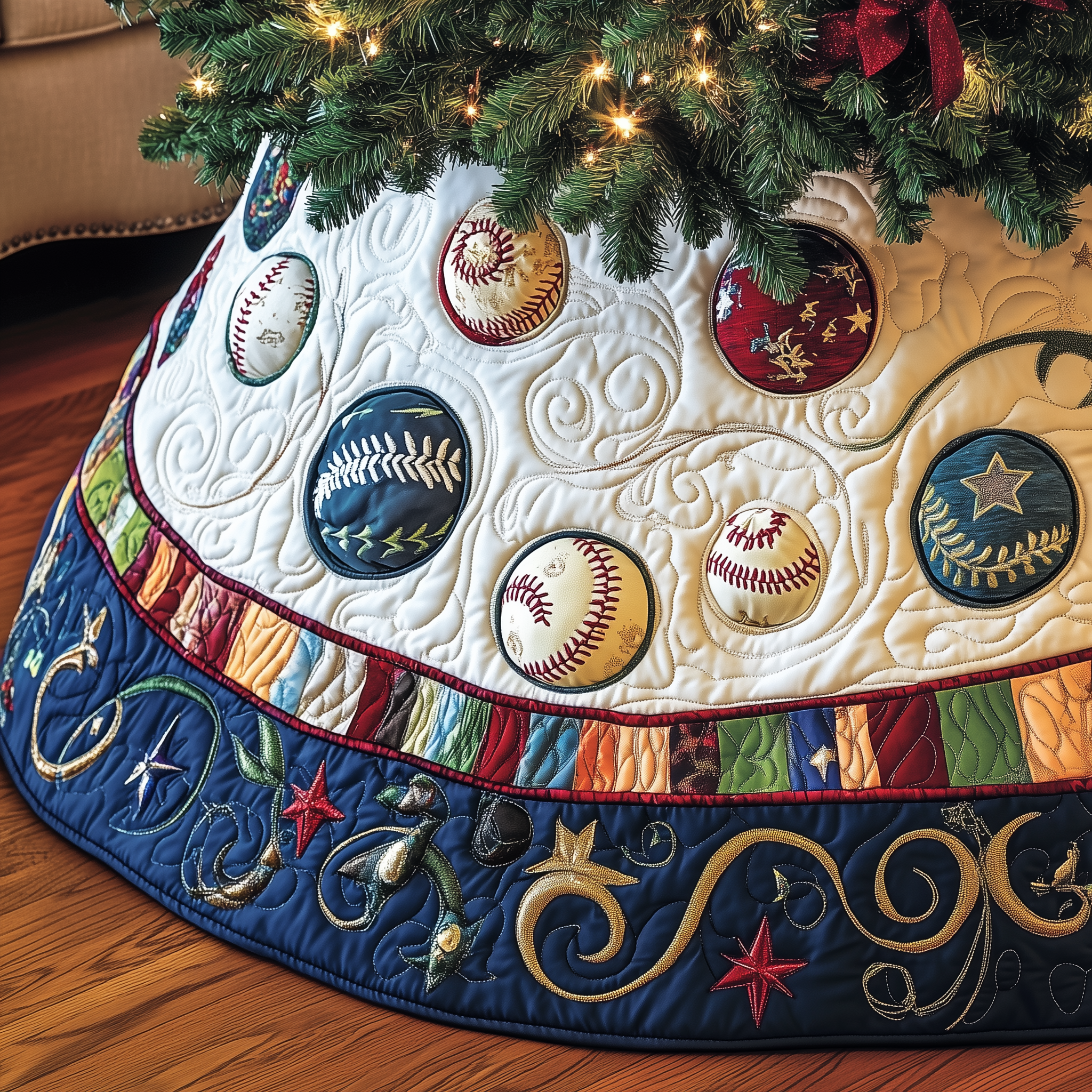 Baseball Ornament Quilted Tree Skirt Feel the Magic of the Holidays Without Worry Baseball Ornament Quilted Tree Skirt Feel the Magic of the Holidays Without Worry