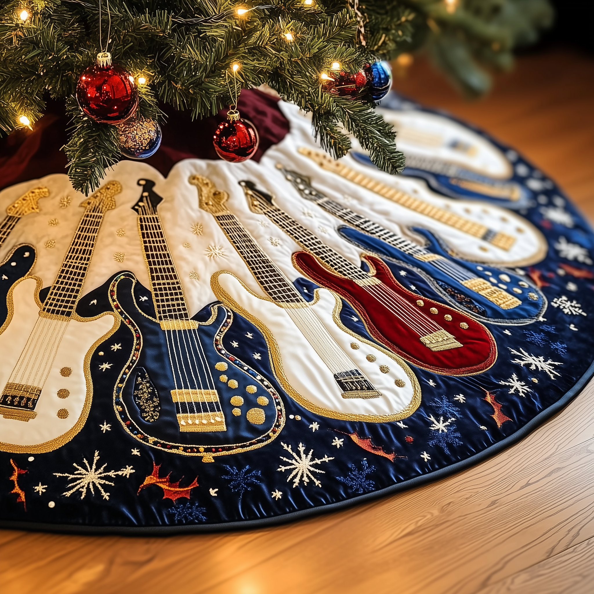 Bass Guitars Quilted Tree Skirt Celebrate Every Detail with a Safe and Stylish Tree Skirt Bass Guitars Quilted Tree Skirt Celebrate Every Detail with a Safe and Stylish Tree Skirt