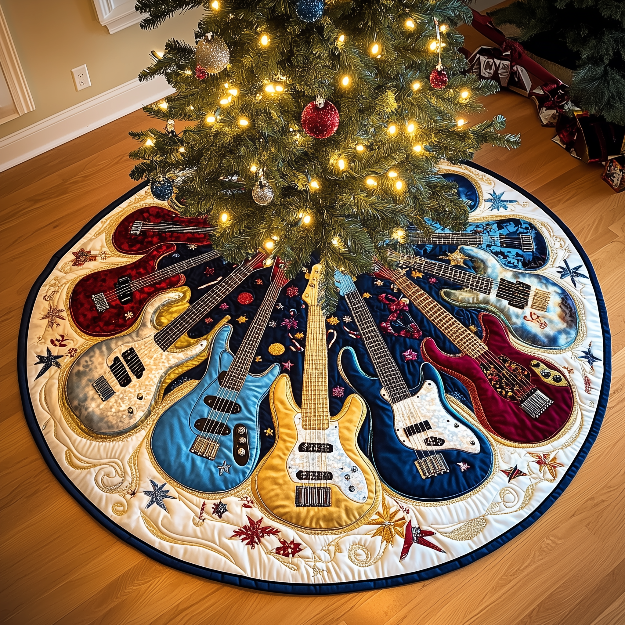 Bass Guitars Quilted Tree Skirt Celebrate Without Limits with a Durable Tree Skirt Bass Guitars Quilted Tree Skirt Celebrate Without Limits with a Durable Tree Skirt