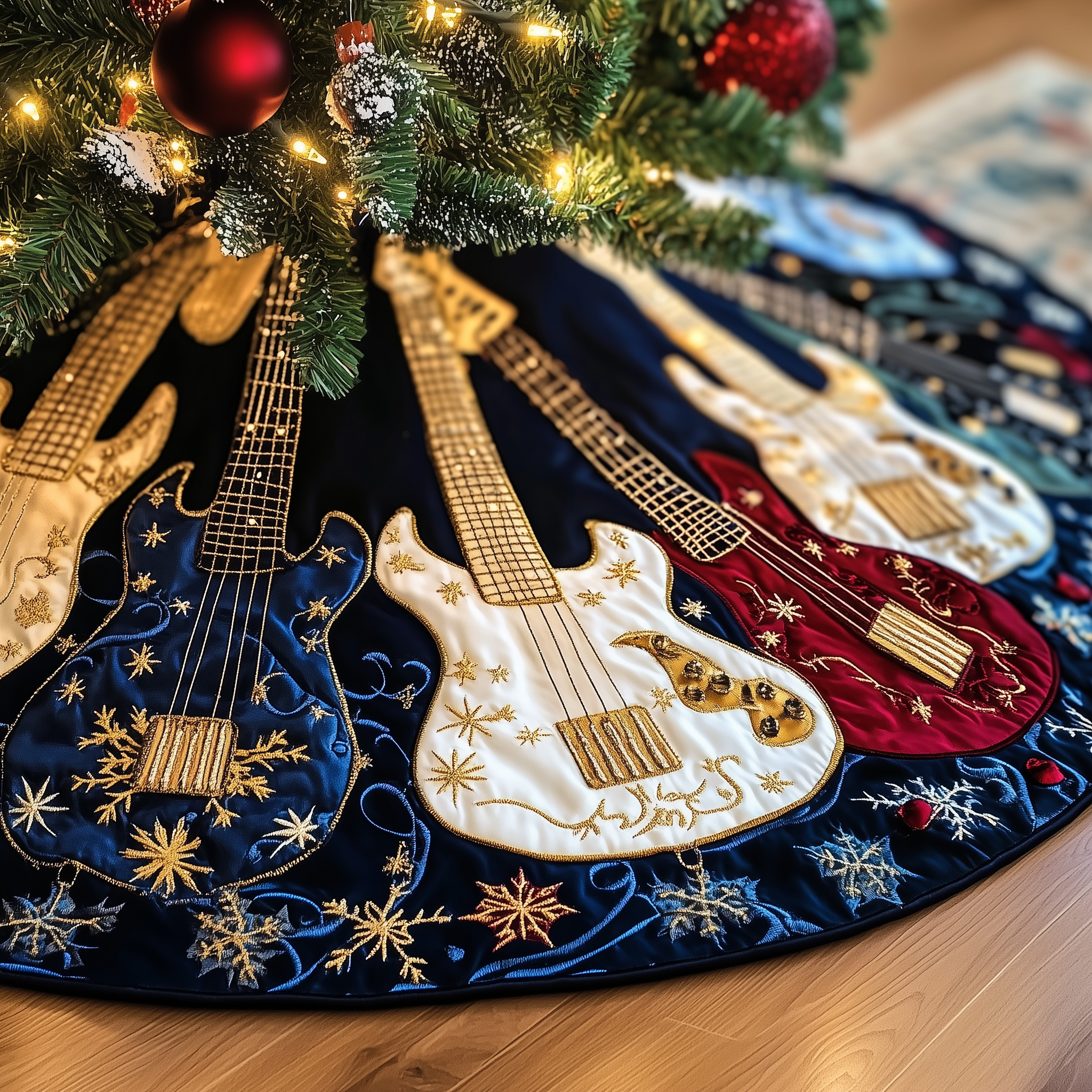 Bass Guitars Quilted Tree Skirt Feel Joyful and Protected with Your Holiday Tree Skirt Bass Guitars Quilted Tree Skirt Feel Joyful and Protected with Your Holiday Tree Skirt