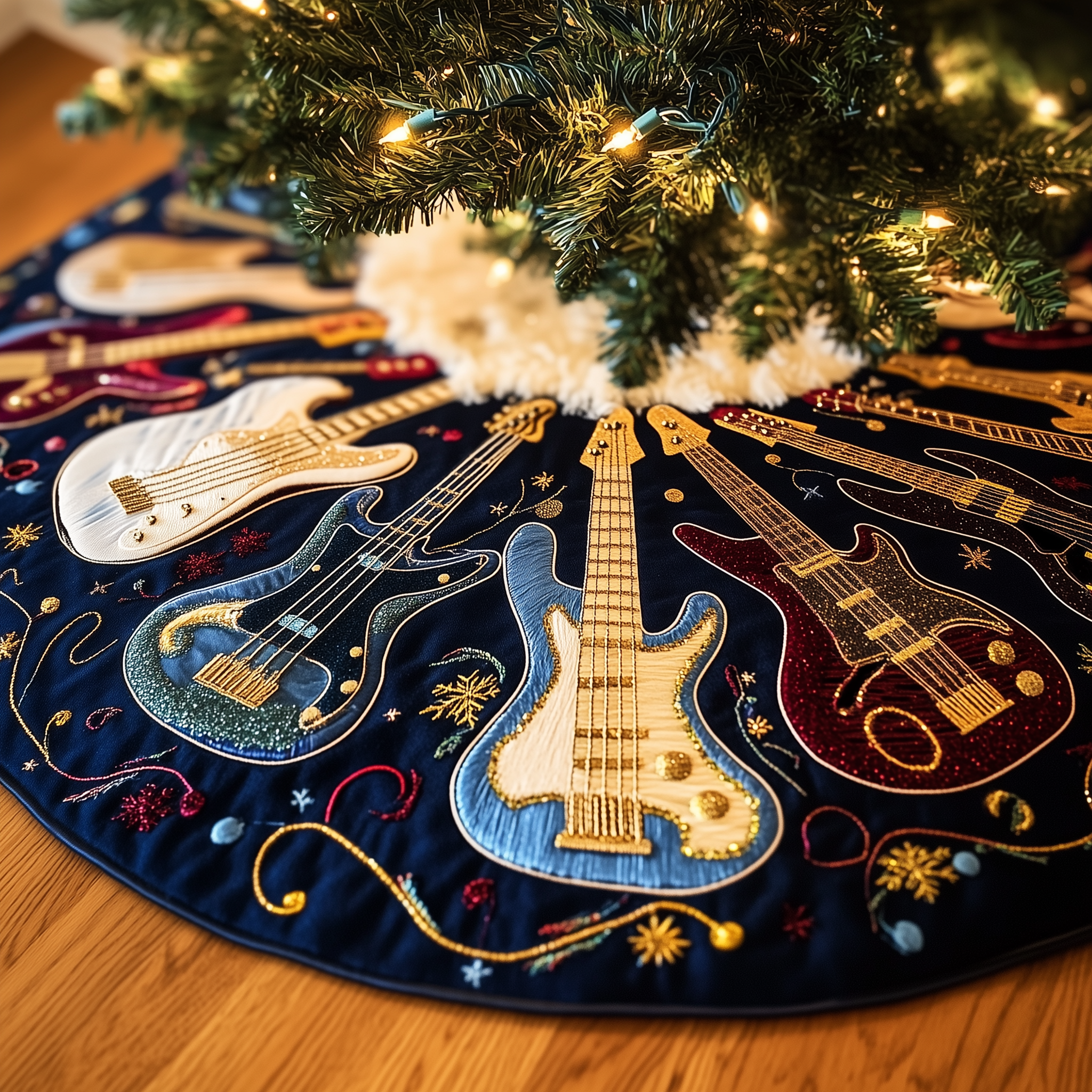 Bass Guitars Quilted Tree Skirt Relax and Let the Holidays Shine with a Trusted Tree Skirt Bass Guitars Quilted Tree Skirt Relax and Let the Holidays Shine with a Trusted Tree Skirt