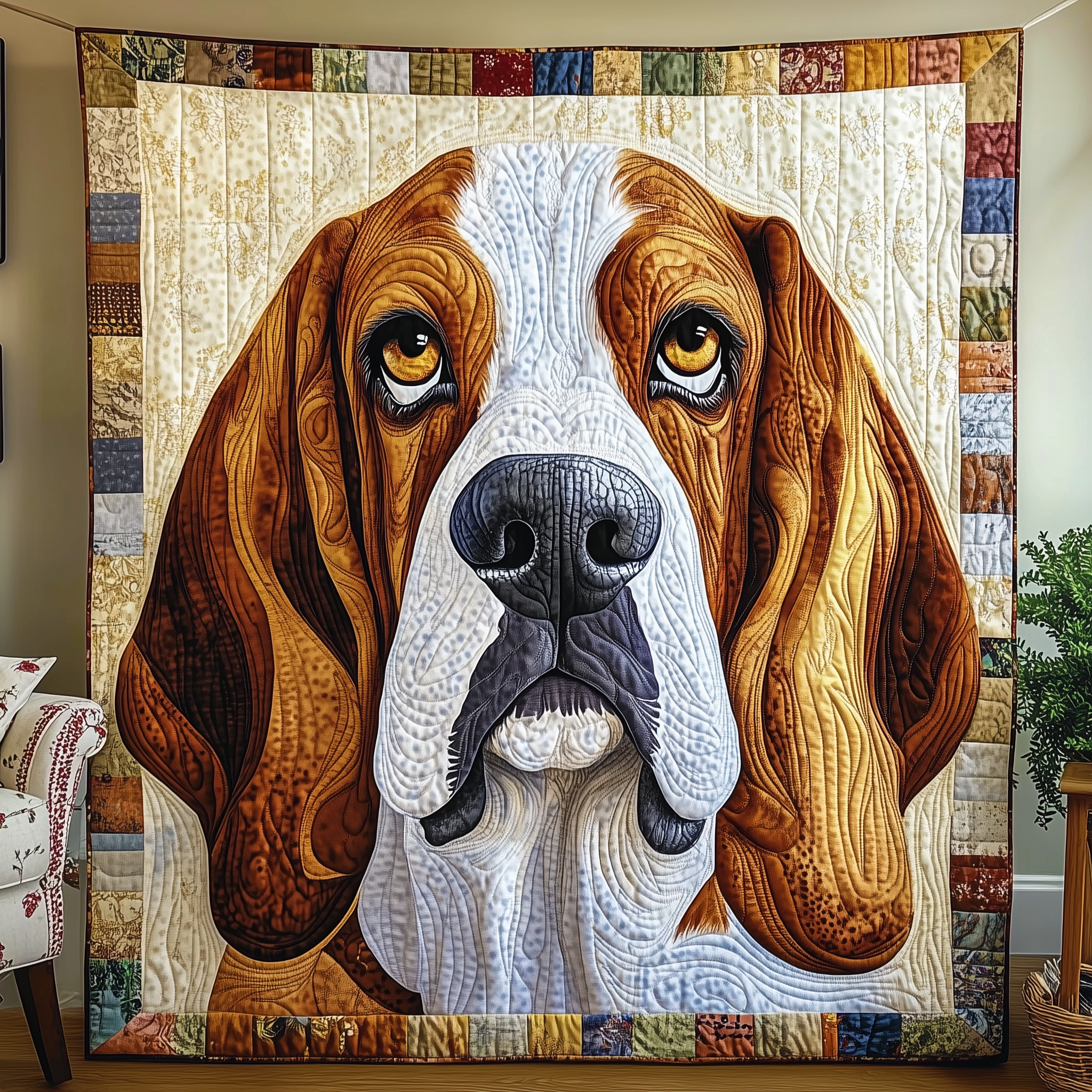 Basset Hound Quilted Blanket Feel the Comfort of Home, Wherever You Go Basset Hound Quilted Blanket Feel the Comfort of Home, Wherever You Go