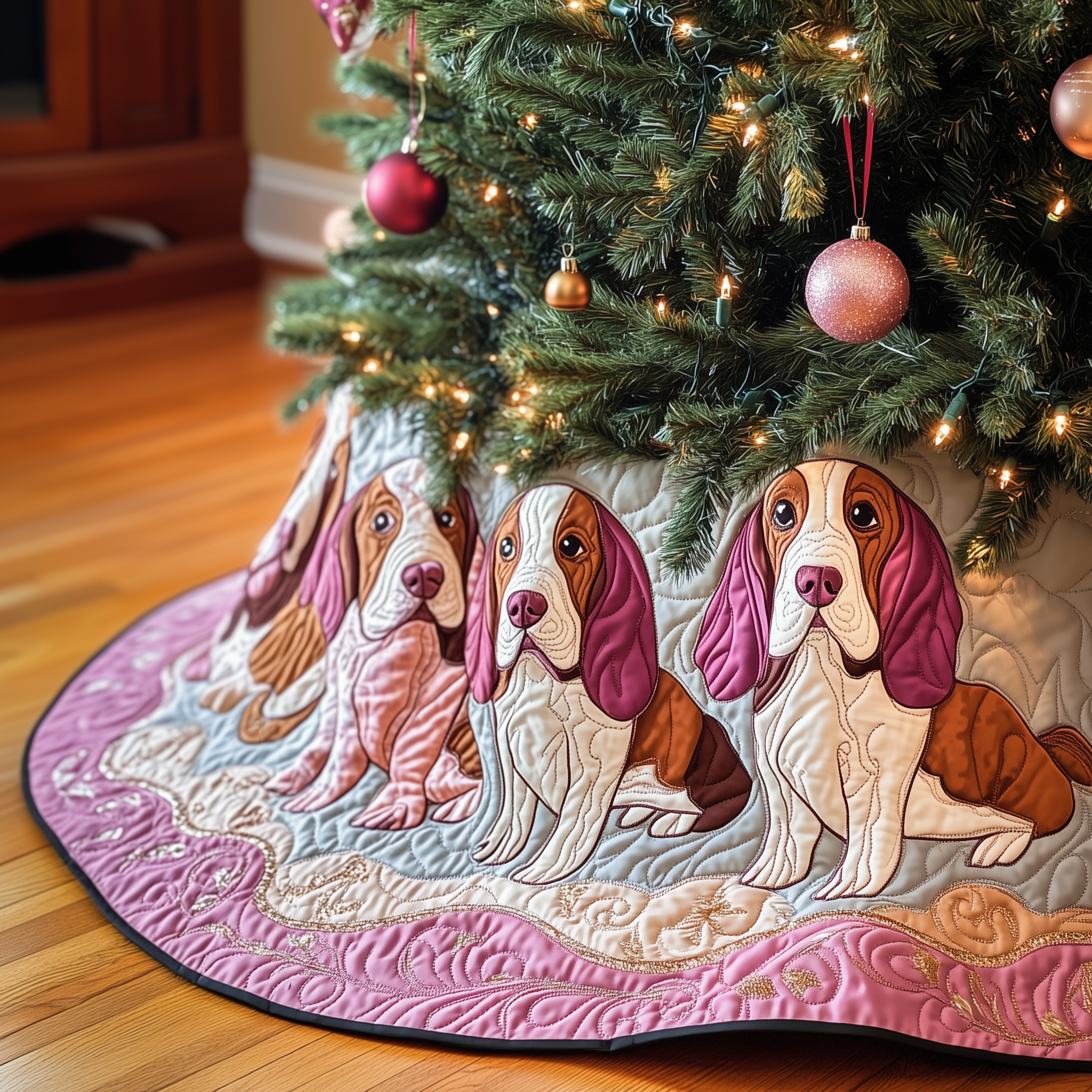 Basset Hound Quilted Tree Skirt A Tree Skirt That Embodies the Joy of Christmas Basset Hound Quilted Tree Skirt A Tree Skirt That Embodies the Joy of Christmas