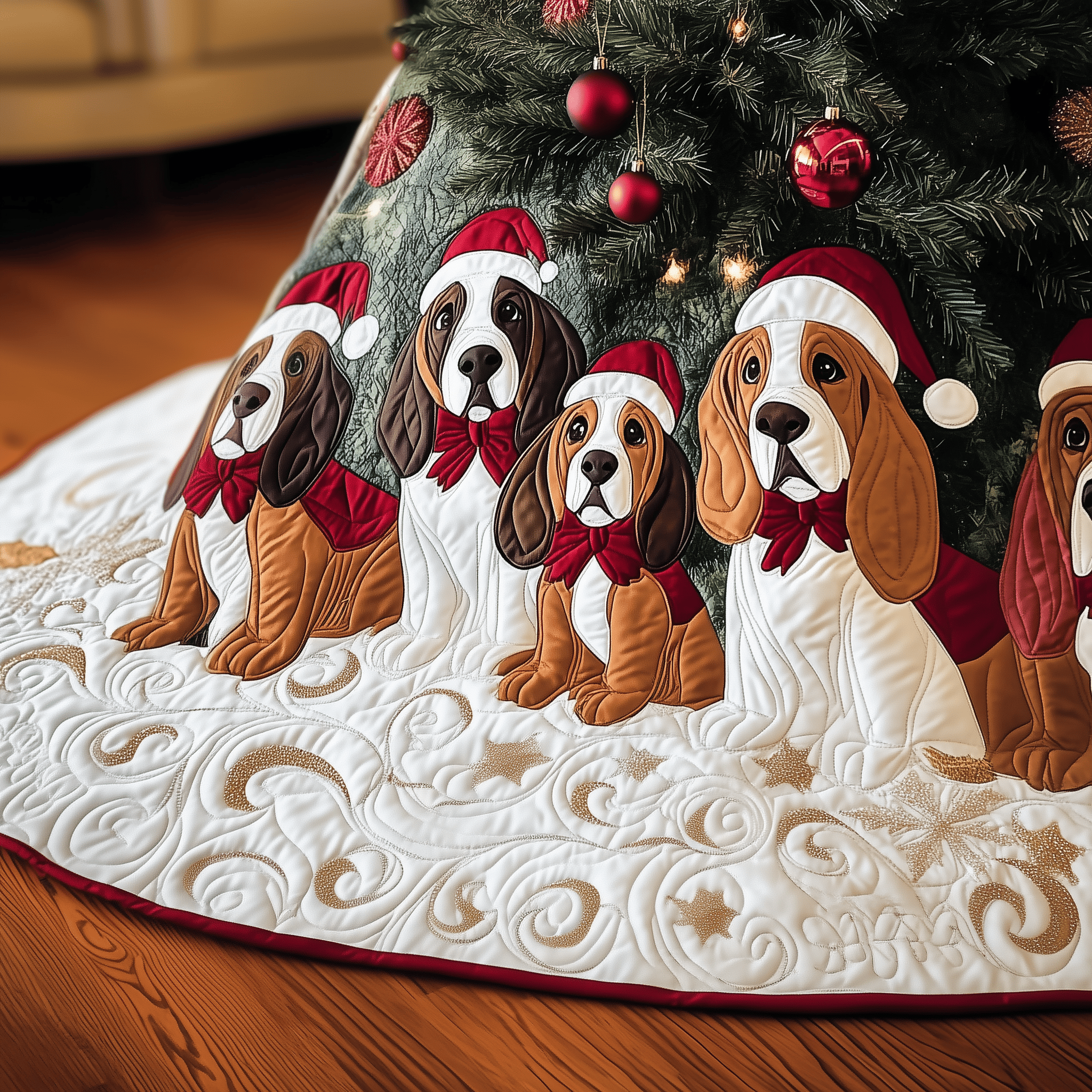 Basset Hound Quilted Tree Skirt Bring Life to Your Holidays with a Safe and Stylish Skirt Basset Hound Quilted Tree Skirt Bring Life to Your Holidays with a Safe and Stylish Skirt