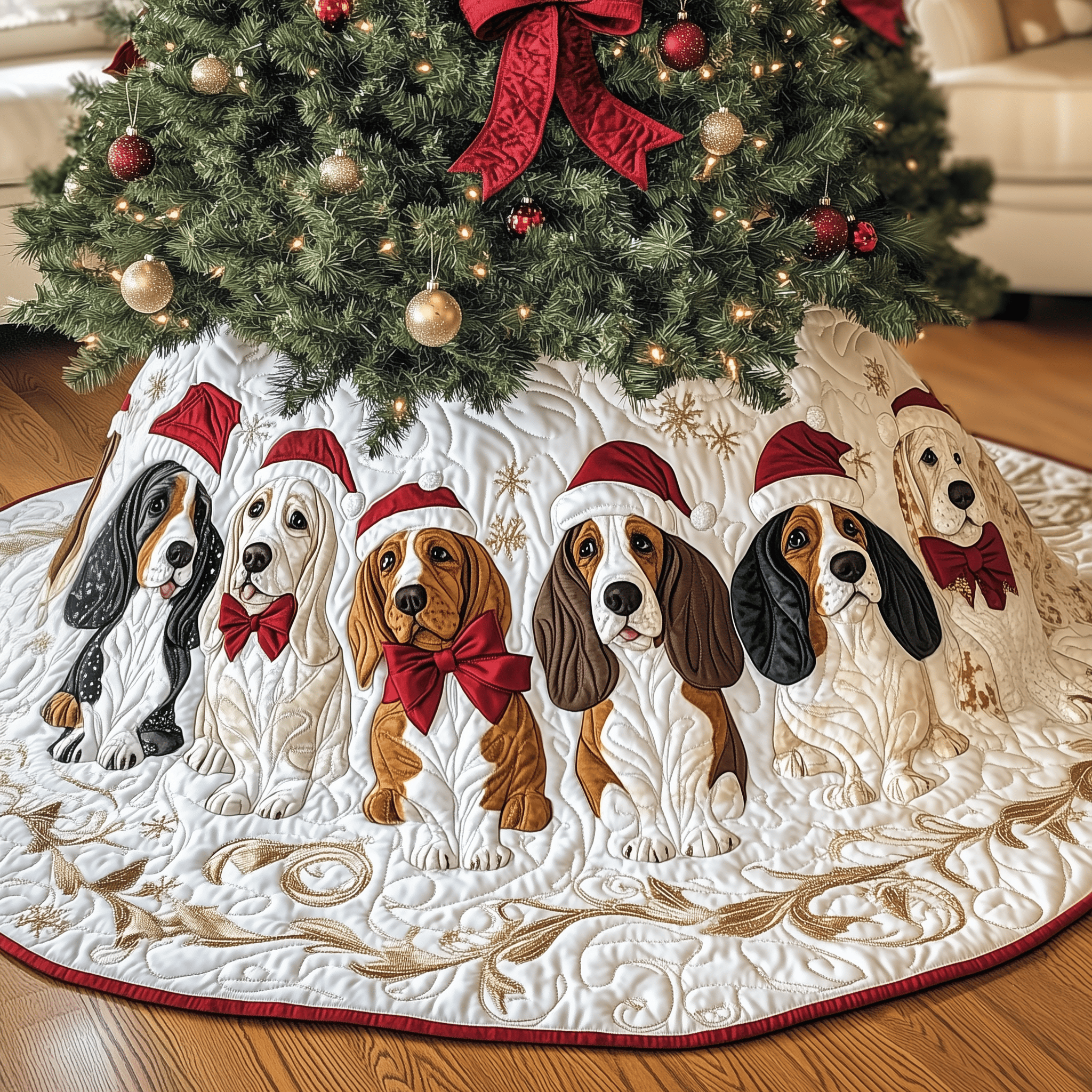 Basset Hound Quilted Tree Skirt Celebrate Traditions with a Safe and Elegant Tree Skirt Basset Hound Quilted Tree Skirt Celebrate Traditions with a Safe and Elegant Tree Skirt