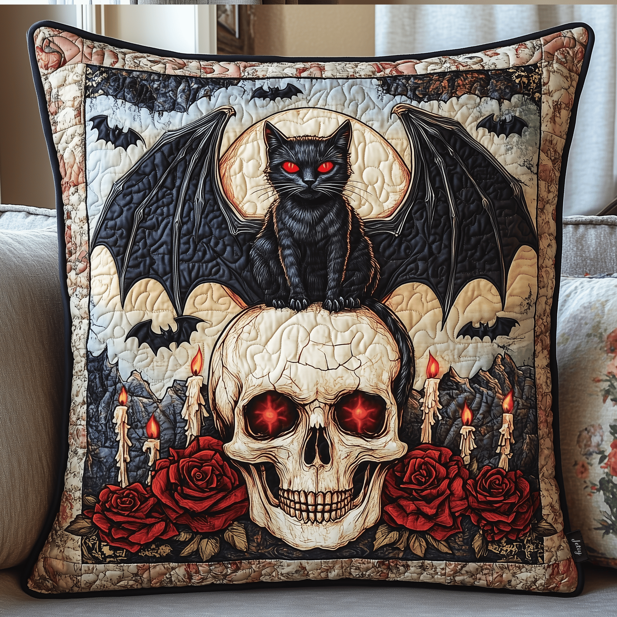 Bat-Cat And Bones Quilted Pillow Case Don't Wait Comfort Starts with Our Pillow Cases Bat-Cat And Bones Quilted Pillow Case Don't Wait Comfort Starts with Our Pillow Cases