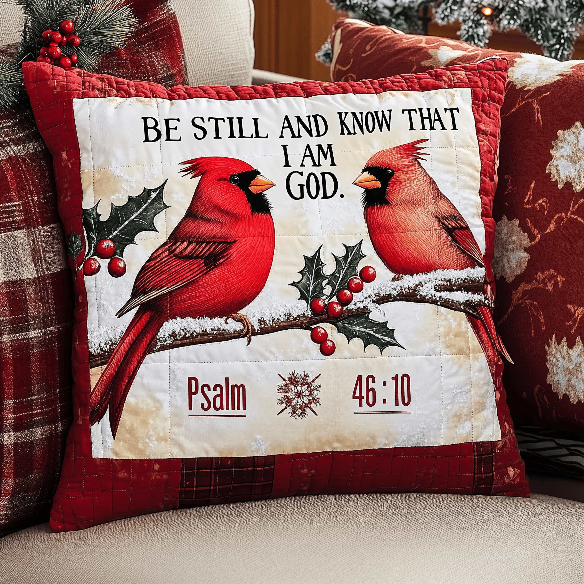 Be Still And Know That I'm God Cardinal Quilted Pillow Case Enjoy the Serenity of Sleep with Soft Pillow Cases Be Still And Know That I'm God Cardinal Quilted Pillow Case Enjoy the Serenity of Sleep with Soft Pillow Cases