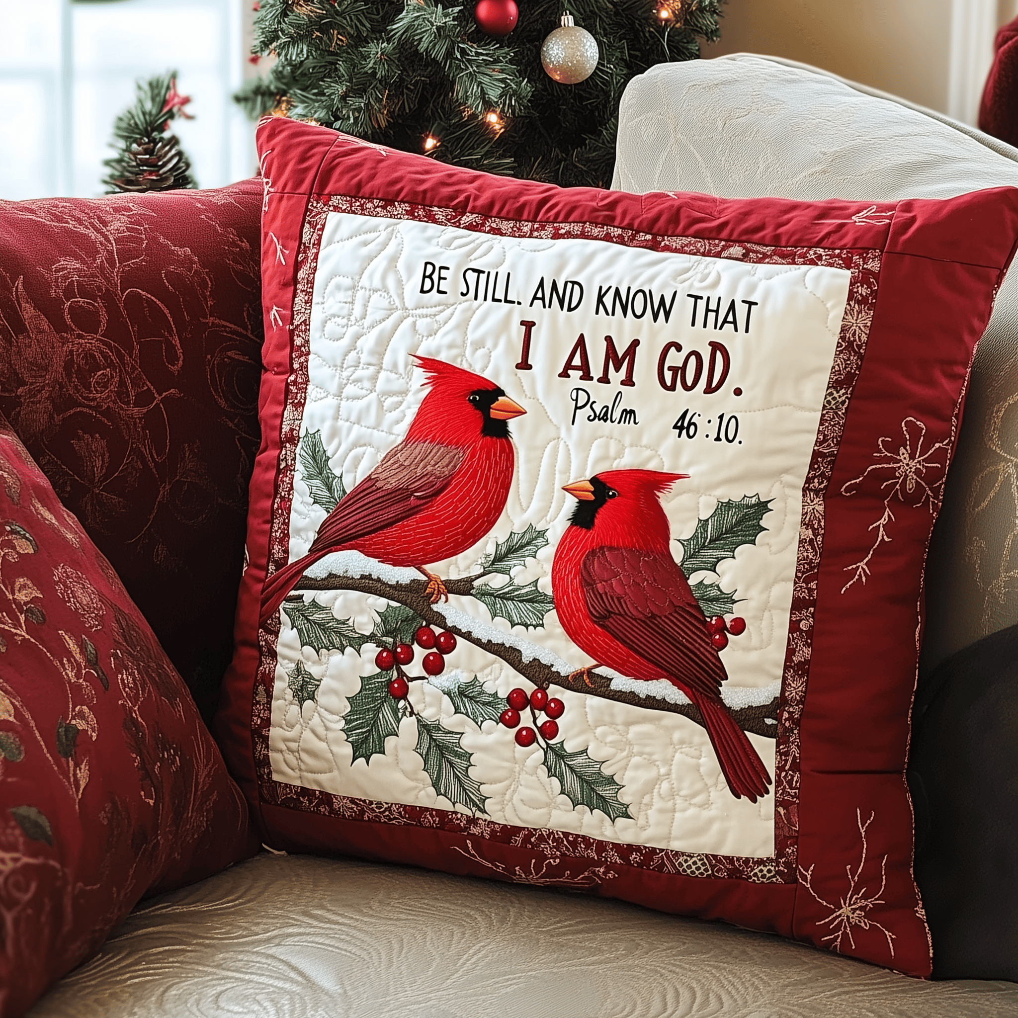 Be Still And Know That I'm God Cardinal Quilted Pillow Case Feel Calm and Cozy with Pillow Cases That Care Be Still And Know That I'm God Cardinal Quilted Pillow Case Feel Calm and Cozy with Pillow Cases That Care