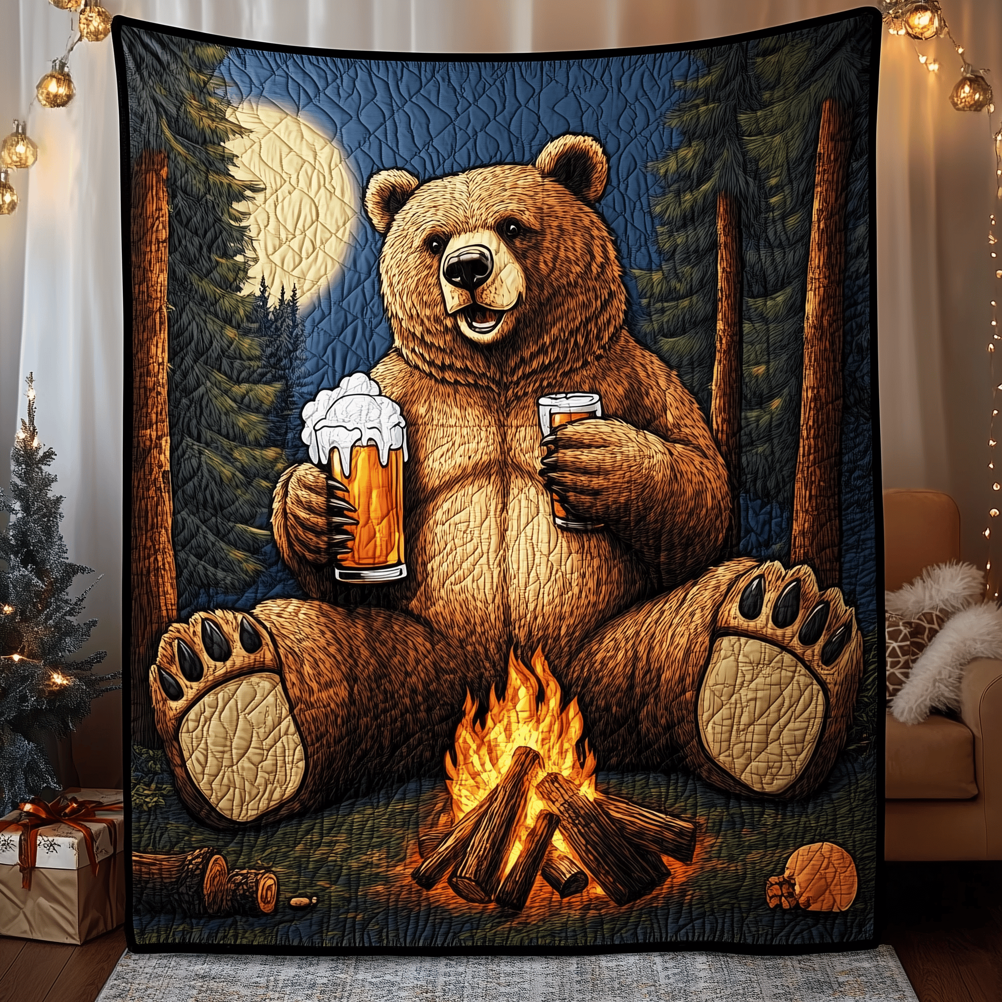 Bear Drinks Beer Camping Quilted Blanket Celebrate Your Individuality with a Blanket That Speaks to You Bear Drinks Beer Camping Quilted Blanket Celebrate Your Individuality with a Blanket That Speaks to You