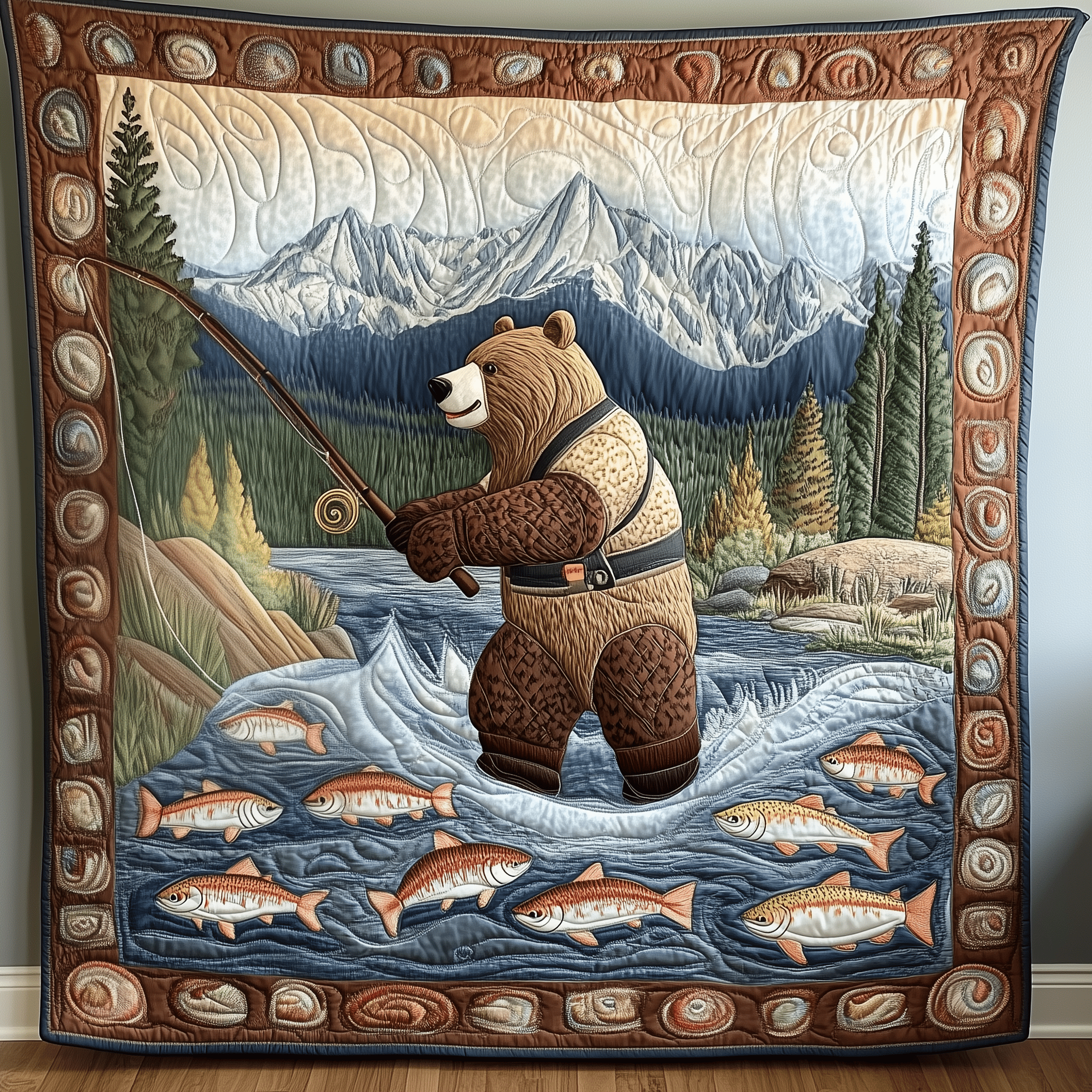 Bear Loves Fishing Quilted Blanket Enjoy Cozy Moments Together with the Perfect Blanket Bear Loves Fishing Quilted Blanket Enjoy Cozy Moments Together with the Perfect Blanket