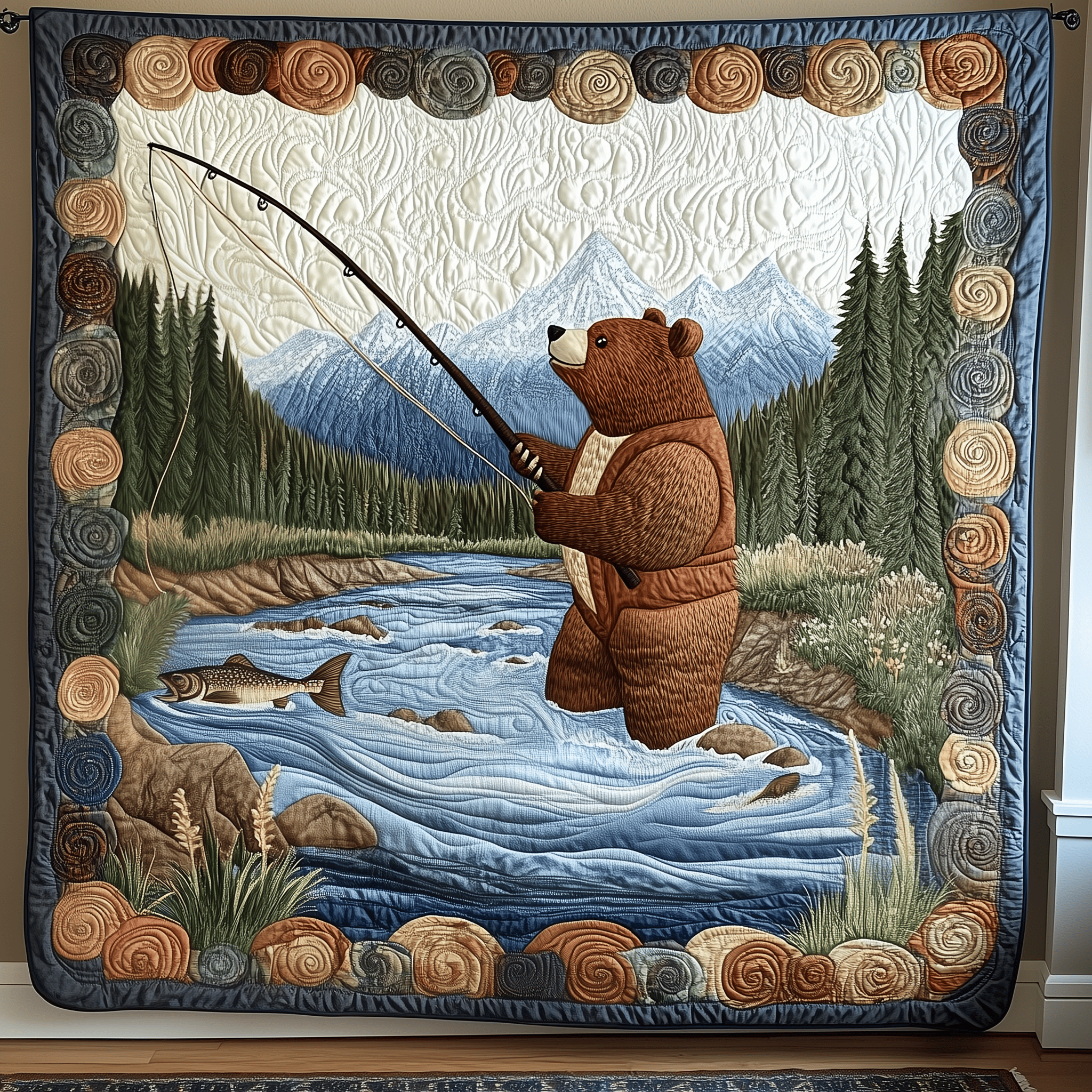 Bear Loves Fishing Quilted Blanket Feel the Magic of Family Time with a Blanket That Fits All Bear Loves Fishing Quilted Blanket Feel the Magic of Family Time with a Blanket That Fits All