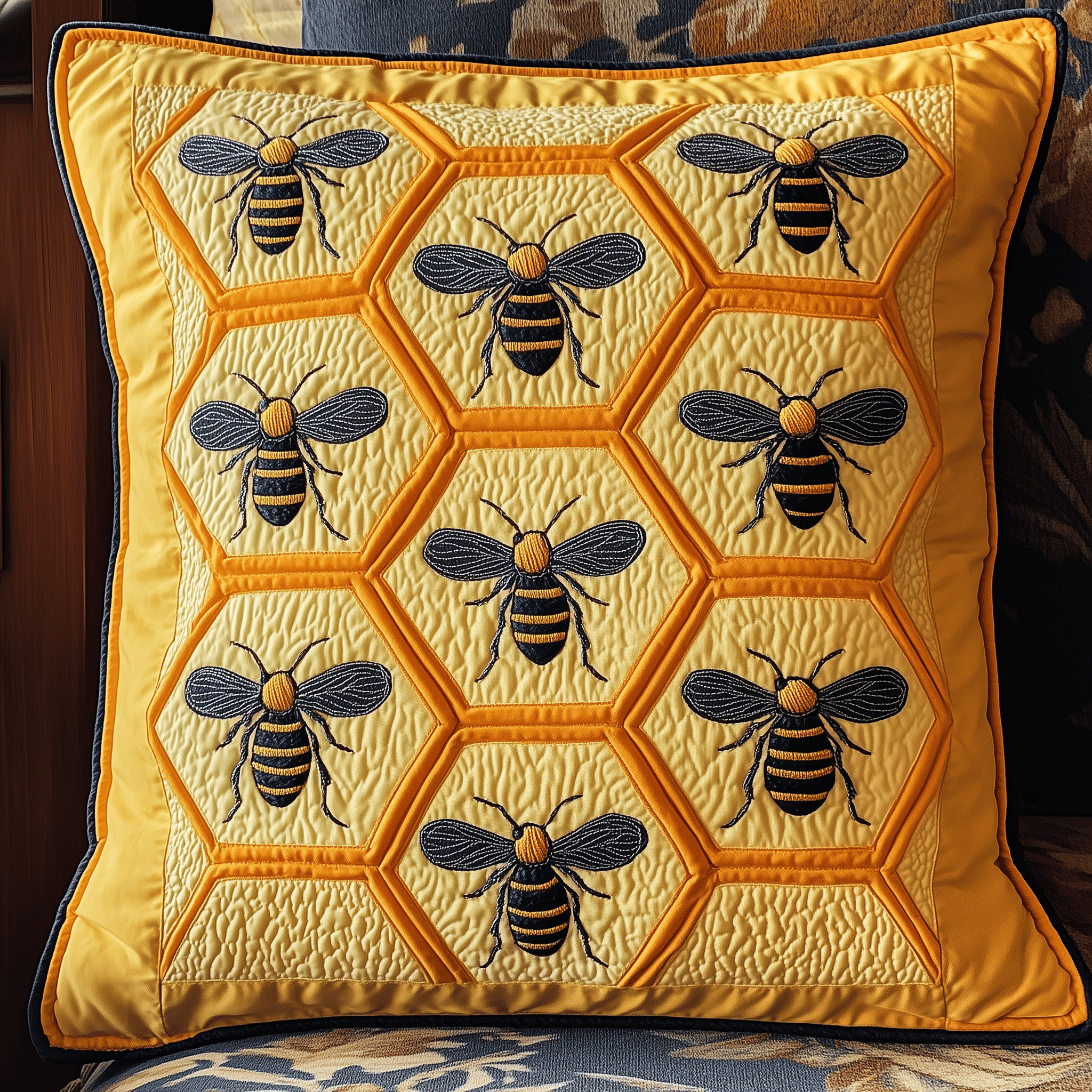 Bee Happy Quilted Pillow Case Feel the Season's Warmth with Cozy Pillow Cases Bee Happy Quilted Pillow Case Feel the Season's Warmth with Cozy Pillow Cases