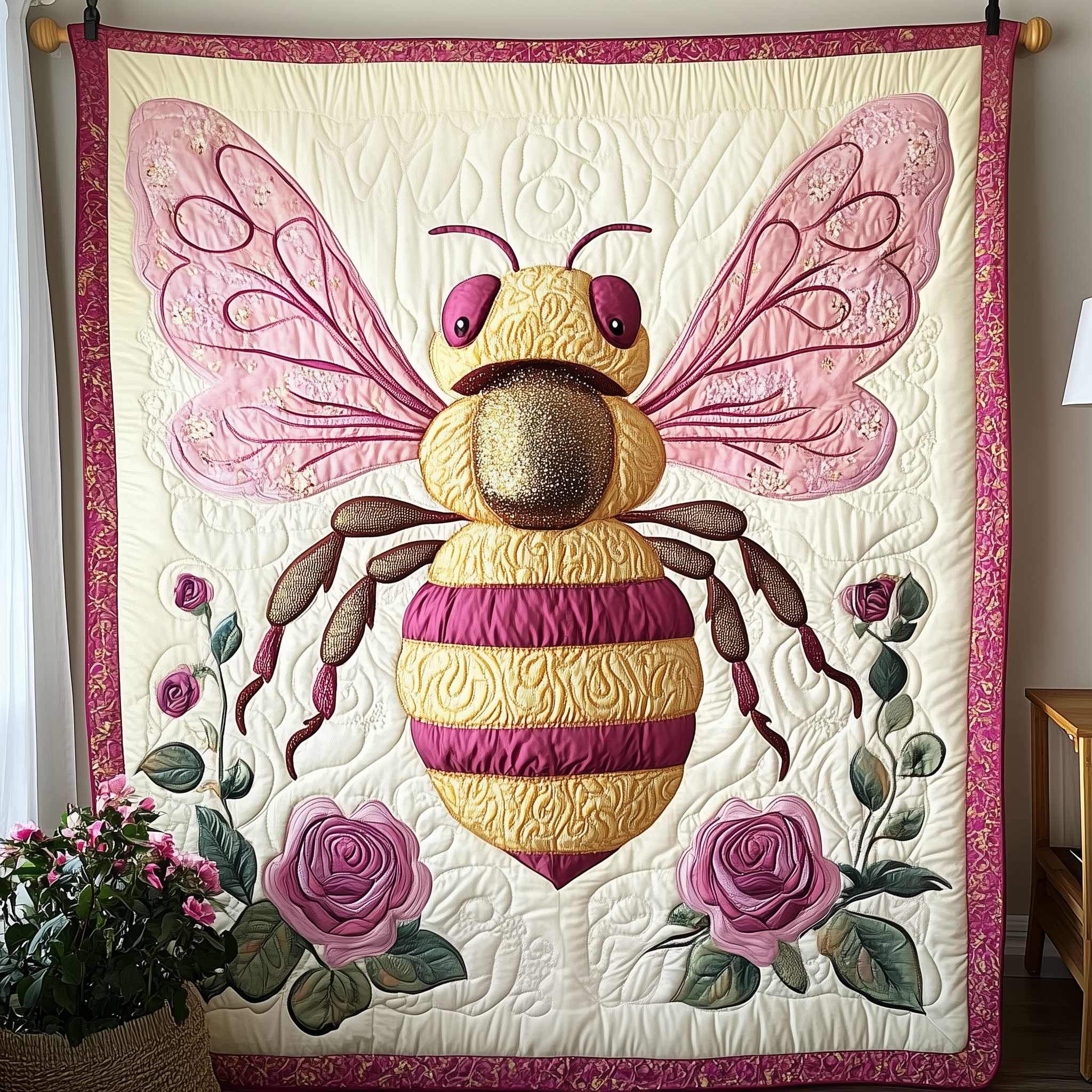 Bee In Bloom Quilted Blanket Best Throw Blanket Bee Gifts For Her Bee In Bloom Quilted Blanket Best Throw Blanket Bee Gifts For Her