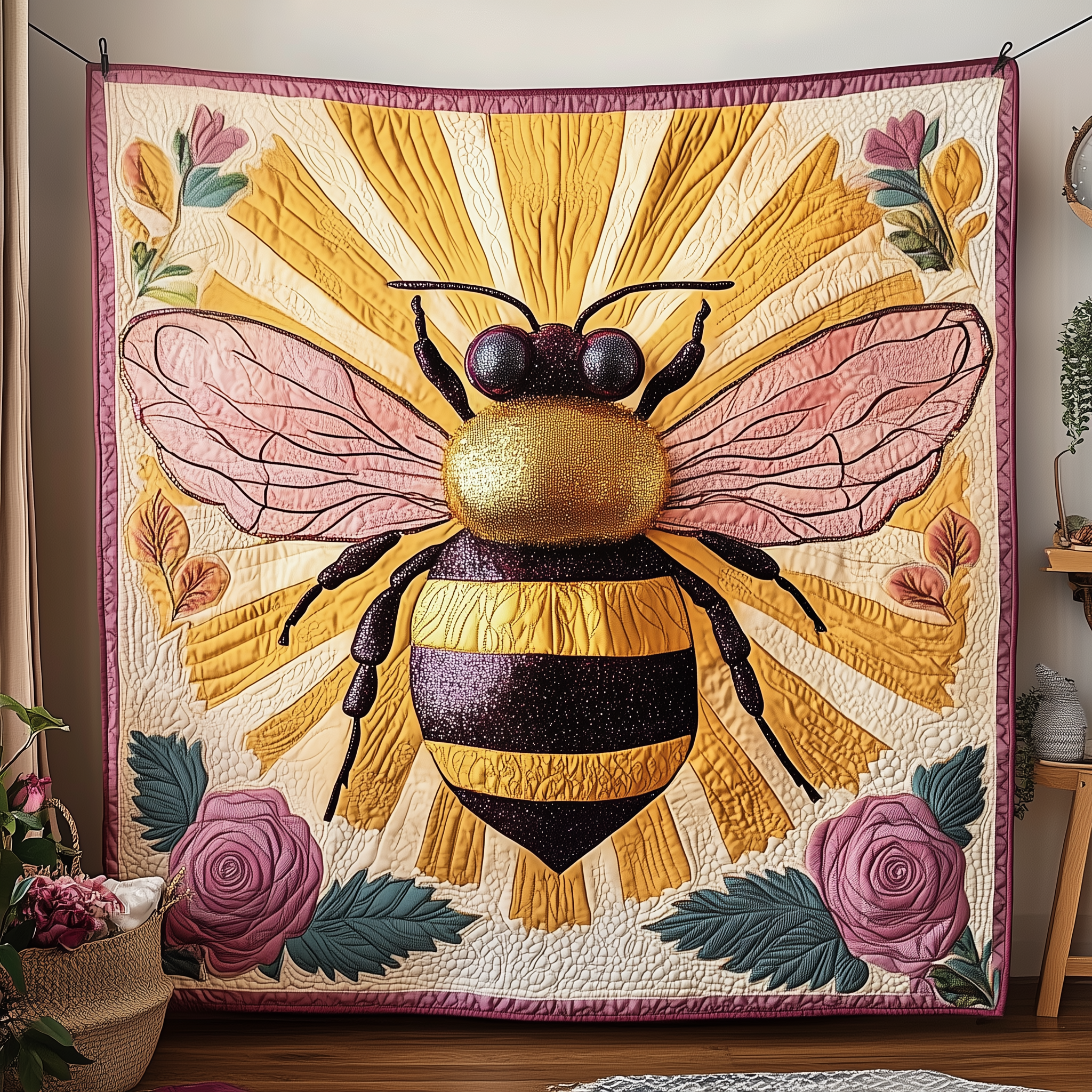 Bee In Bloom Quilted Blanket Best Throw Blanket Bee Themed Gifts Bee In Bloom Quilted Blanket Best Throw Blanket Bee Themed Gifts