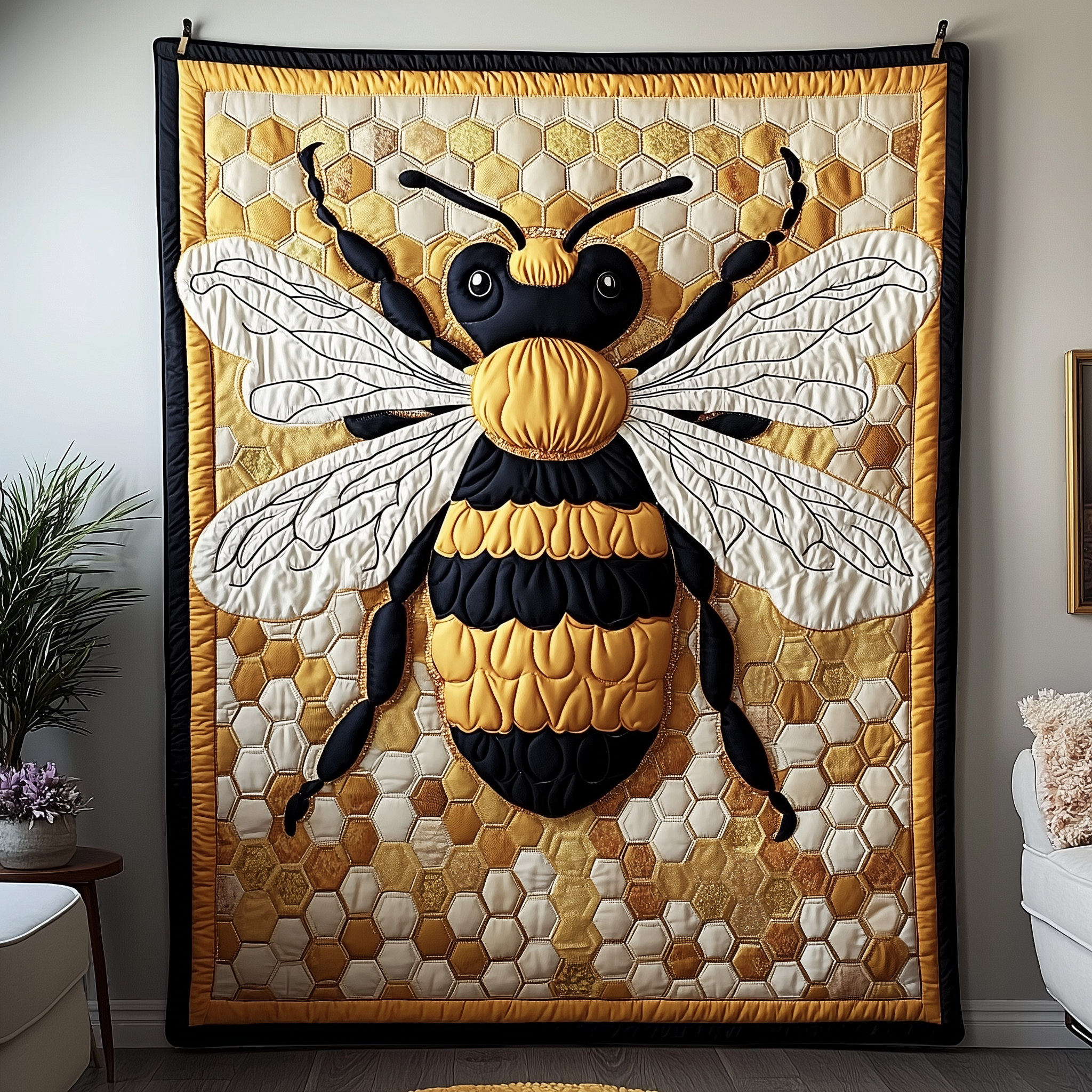 Bee In Bloom Quilted Blanket Best Throw Blanket Bumble Bee Gifts For Women Bee In Bloom Quilted Blanket Best Throw Blanket Bumble Bee Gifts For Women