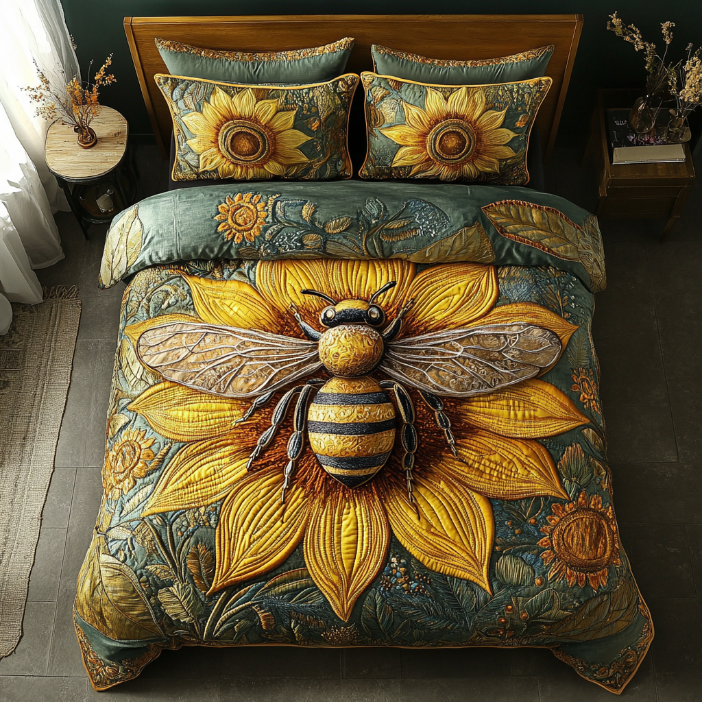 Beeutiful Haven Quilted Bedding Set Honey Themed Gifts Beeutiful Haven Quilted Bedding Set Honey Themed Gifts