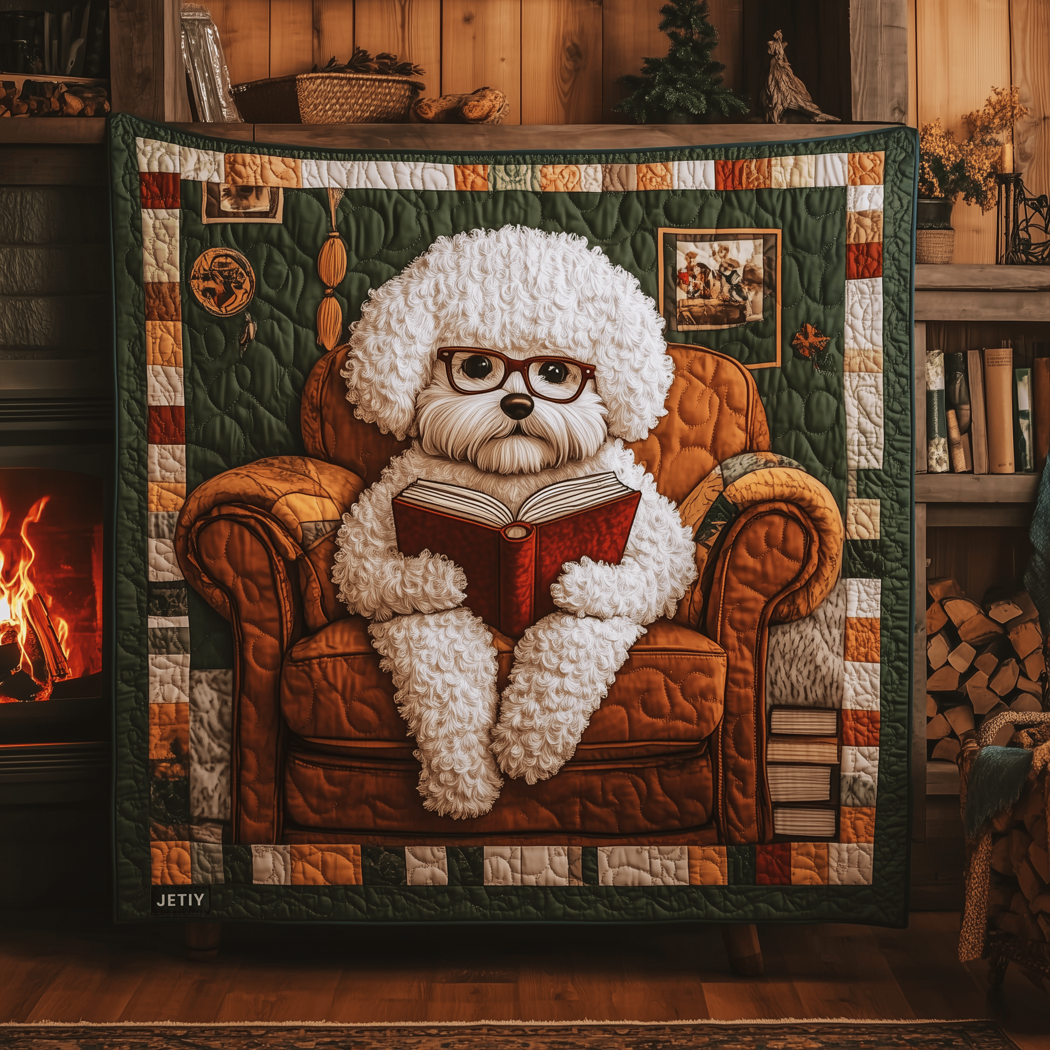 Bichon Frise Reading Book Quilted Blanket Enjoy Every Moment with a Blanket That Works Anywhere Bichon Frise Reading Book Quilted Blanket Enjoy Every Moment with a Blanket That Works Anywhere