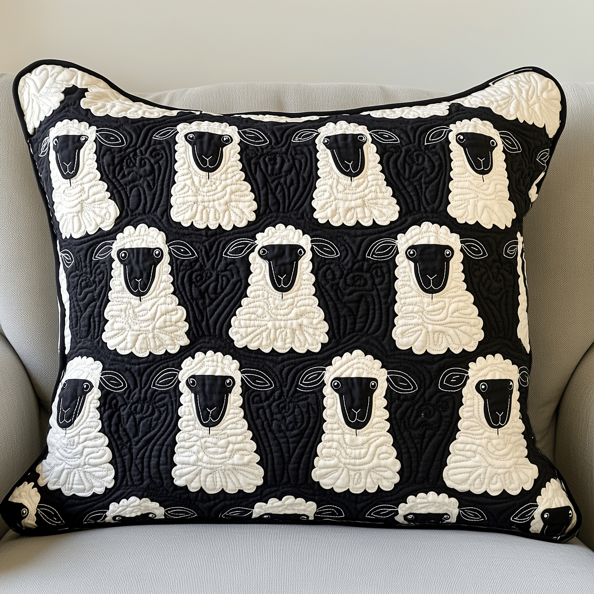 Black and White Sheep Quilted Pillow Case Protect Your Pillow Enhance Your Sleep Black and White Sheep Quilted Pillow Case Protect Your Pillow Enhance Your Sleep