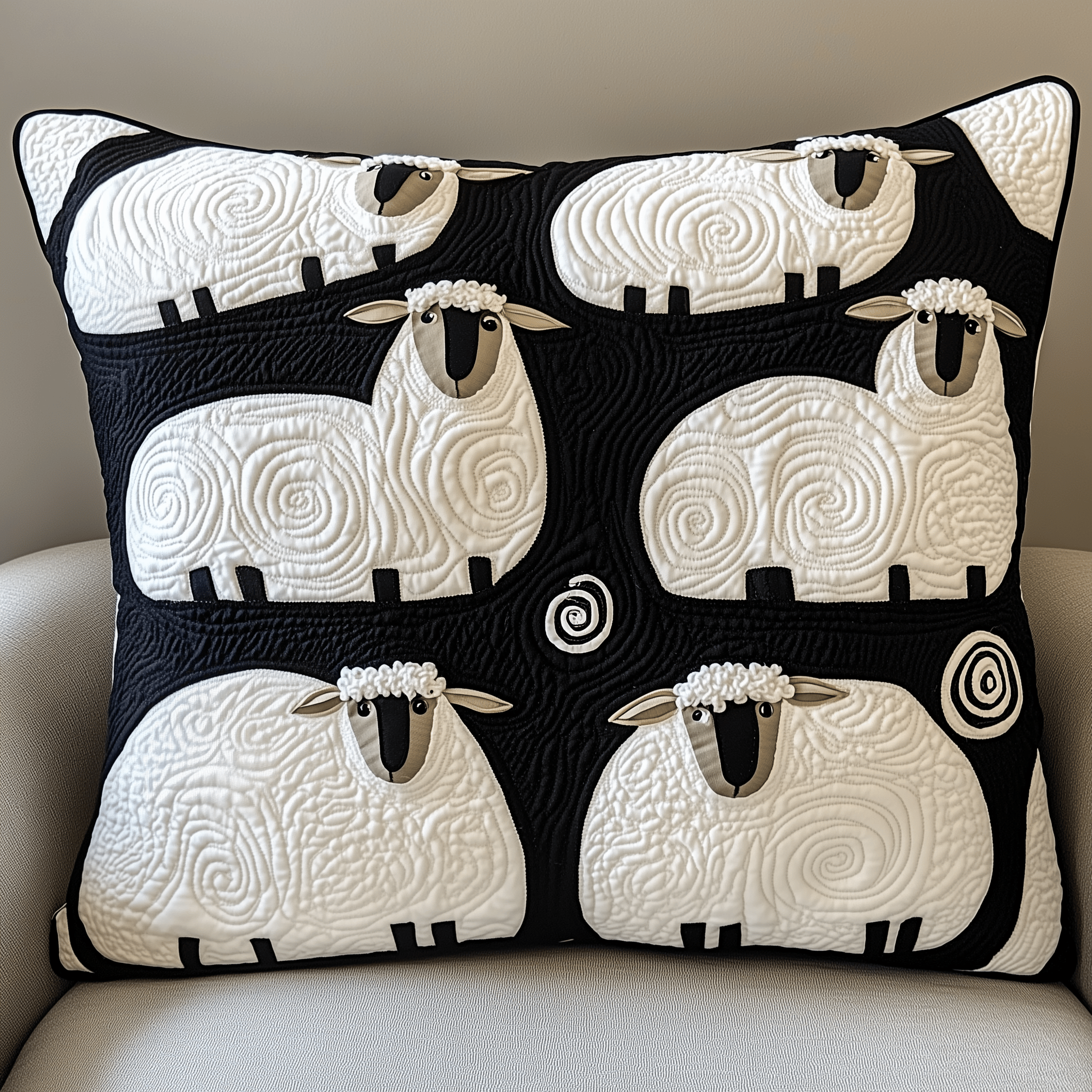 Black and White Sheep Quilted Pillow Case Wake Up Refreshed with Pillow Cases Made for You Black and White Sheep Quilted Pillow Case Wake Up Refreshed with Pillow Cases Made for You