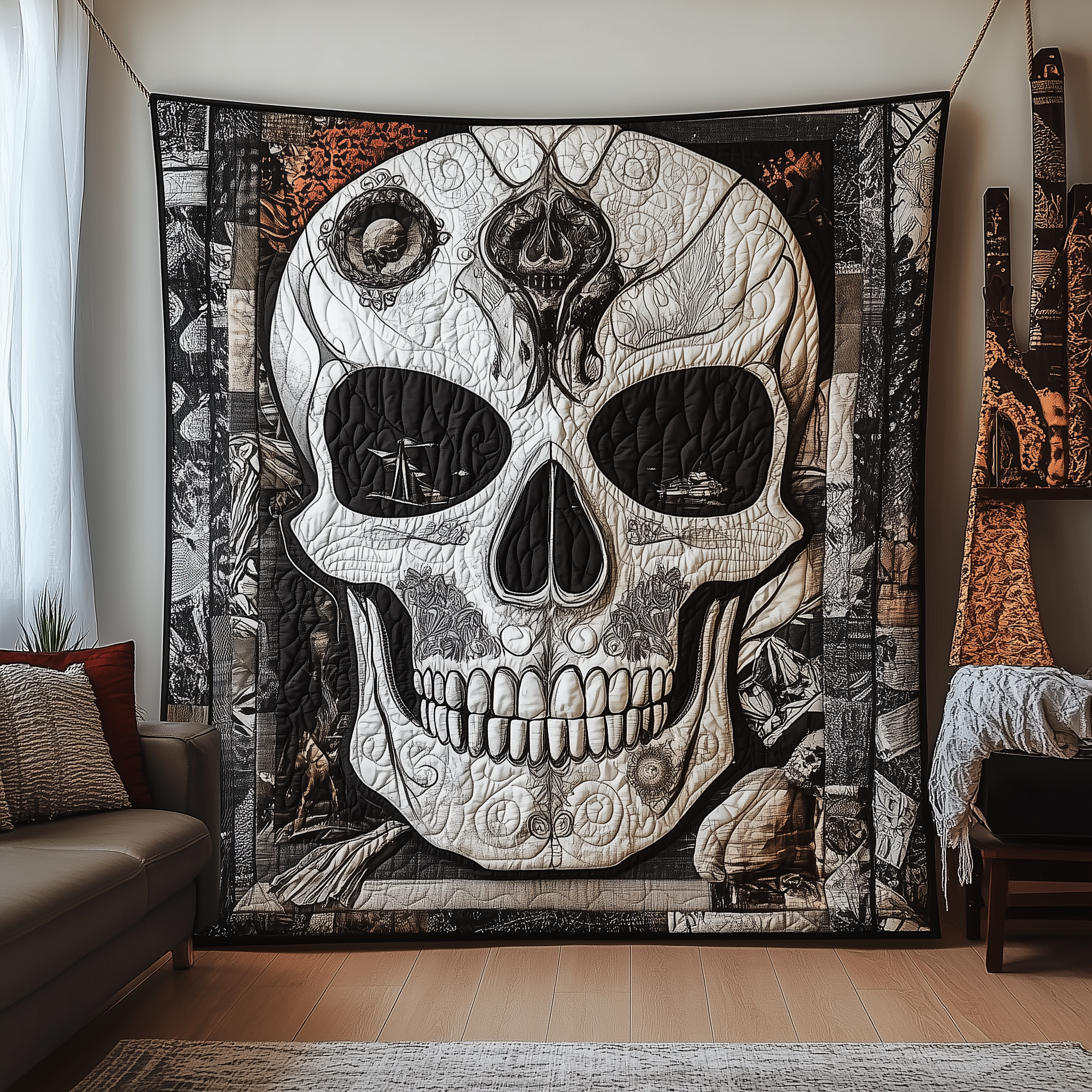 Black And White Skull Quilted Blanket Best Throw Blanket Skull Gifts For Dad Black And White Skull Quilted Blanket Best Throw Blanket Skull Gifts For Dad