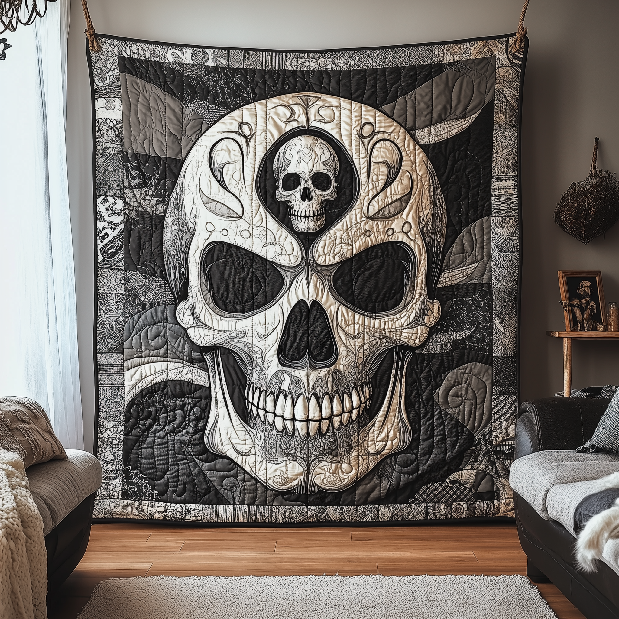 Black And White Skull Quilted Blanket Best Throw Blanket Unusual Skull Gifts Black And White Skull Quilted Blanket Best Throw Blanket Unusual Skull Gifts