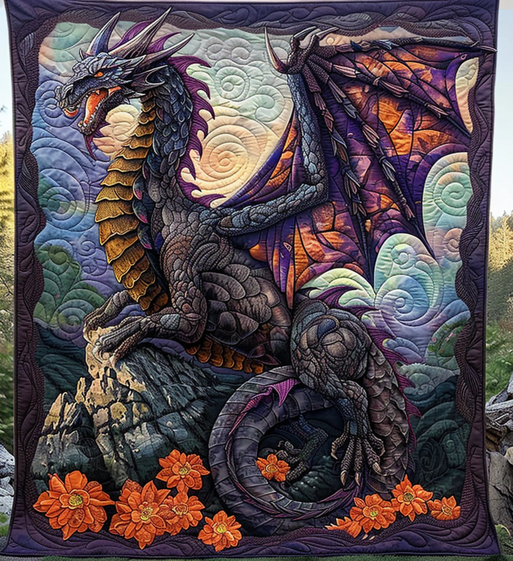 Black Dragon Quilted Blanket title additional Black Dragon Quilted Blanket title additional
