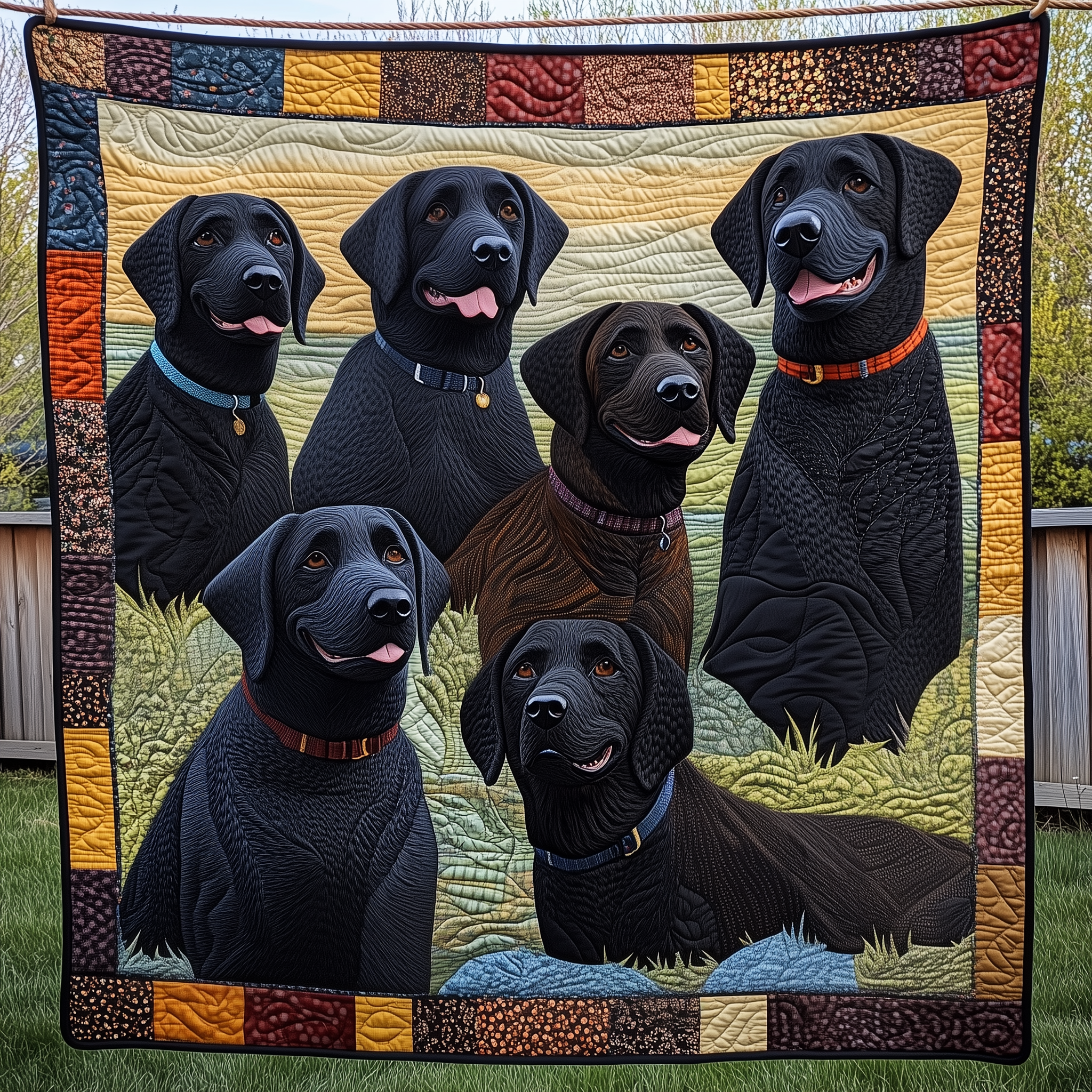 Black Labrador Dogs Quilted Blanket Throw Blankets For Couch Unique Gifts For Dog Lovers Black Labrador Dogs Quilted Blanket Throw Blankets For Couch Unique Gifts For Dog Lovers