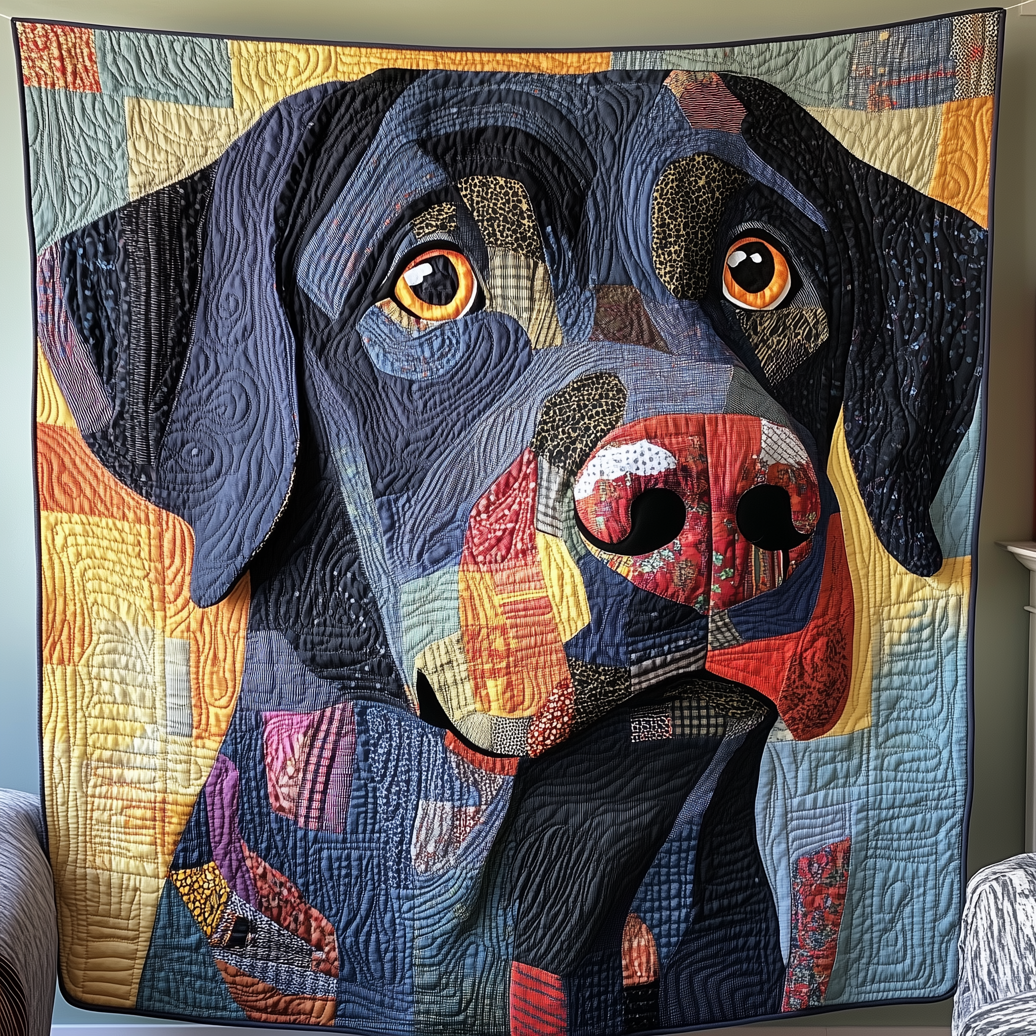 Black Labrador Quilted Blanket Throw Blankets For Couch Best Presents For Dog Owners Black Labrador Quilted Blanket Throw Blankets For Couch Best Presents For Dog Owners